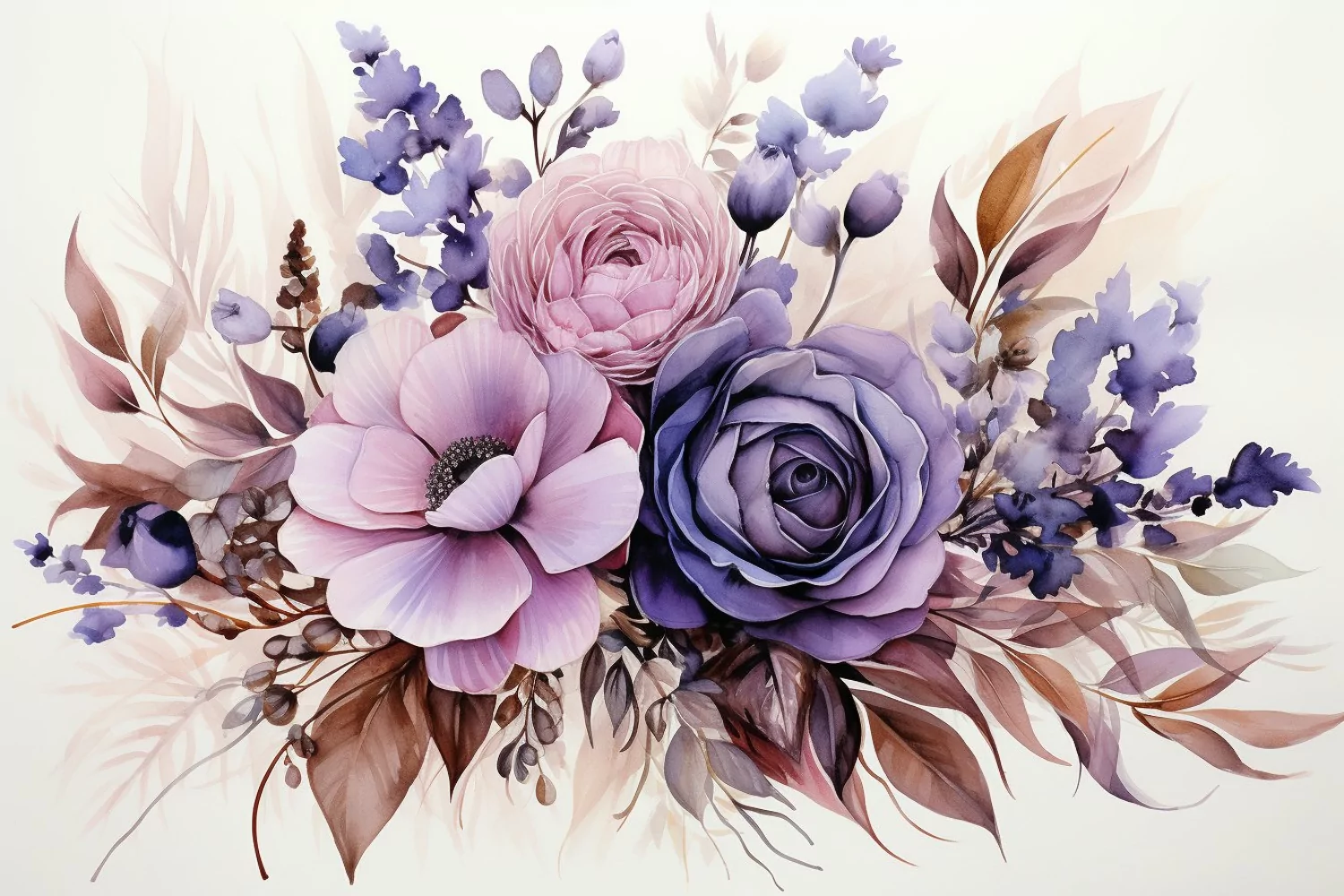 Watercolor Flowers Bouquets, illustration Background product image 1