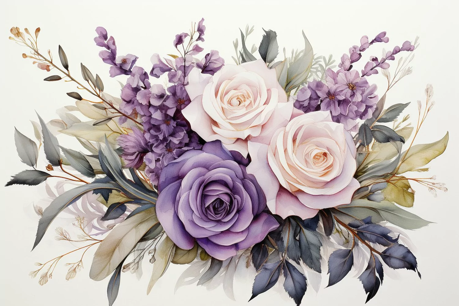 Watercolor Flowers Bouquets, illustration Background product image 1
