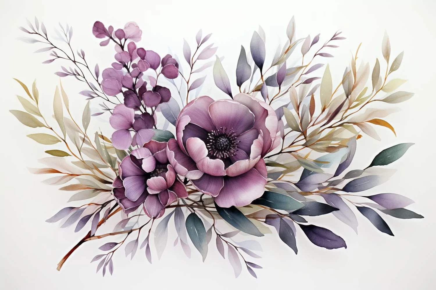 Watercolor Flowers Bouquets, illustration Background product image 1