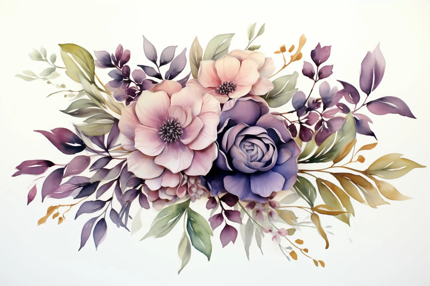 Watercolor Flowers Bouquets, illustration Background product image 1