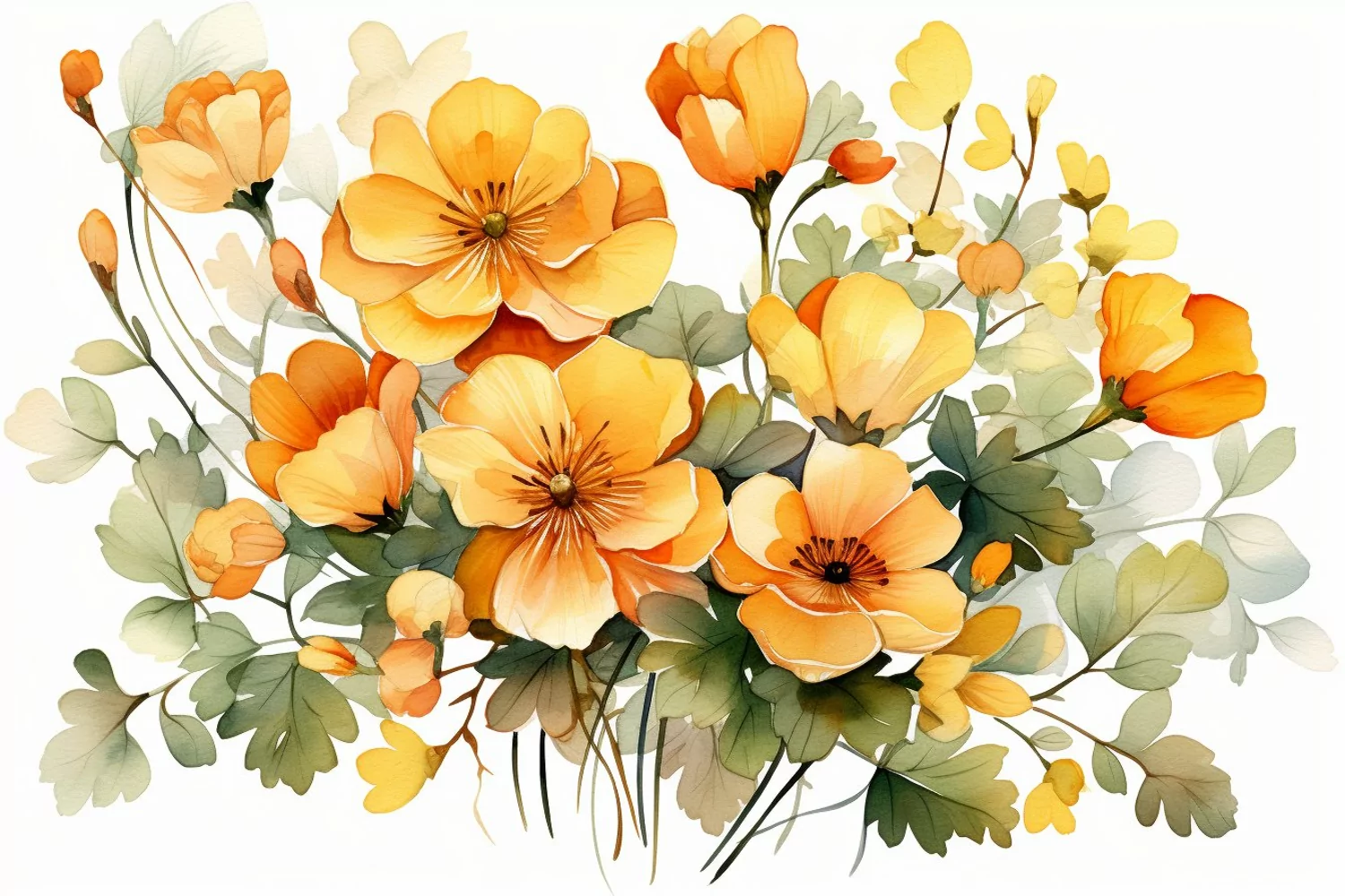 Watercolor Flowers Bouquets, illustration Background product image 1