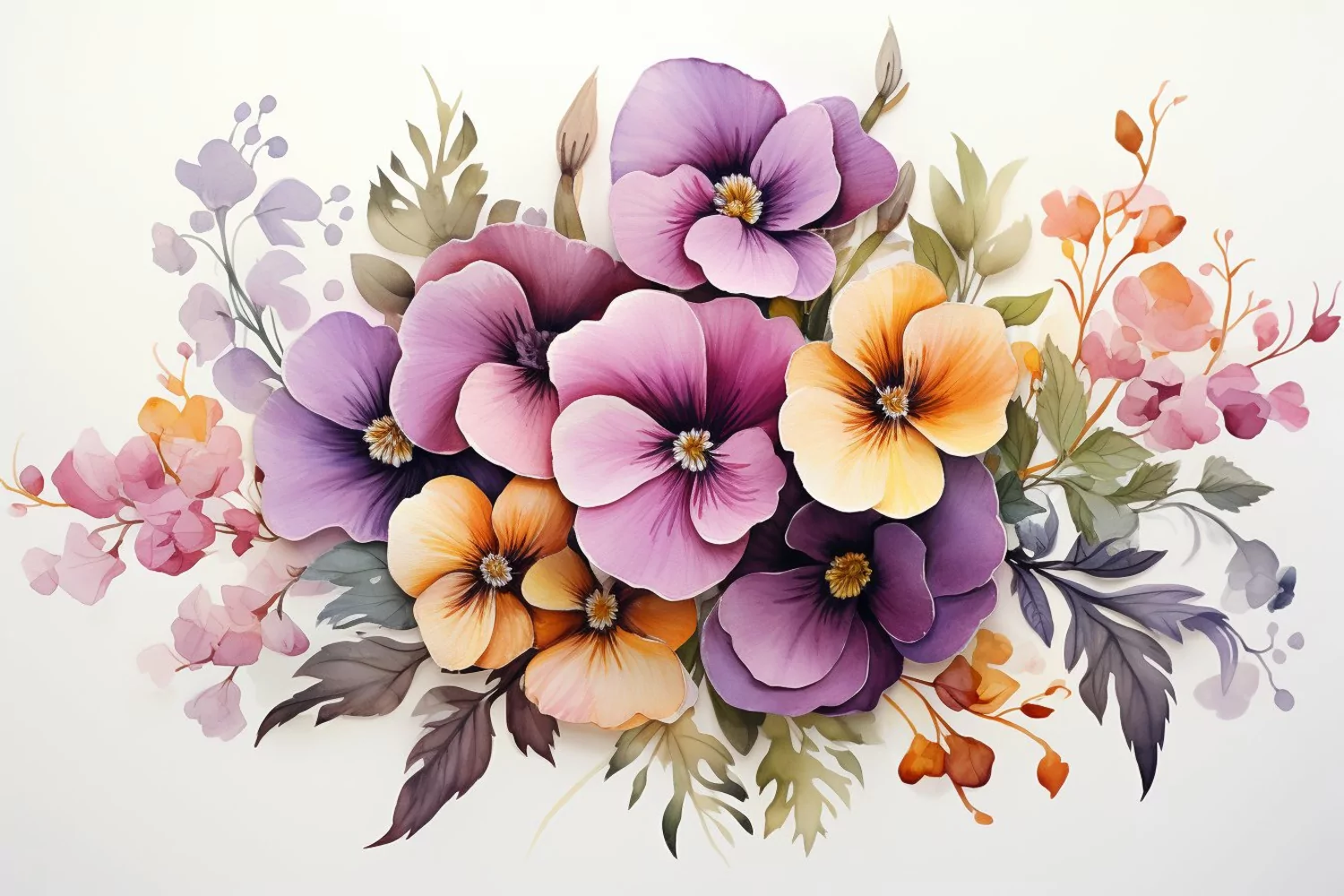 Watercolor Flowers Bouquets, illustration Background product image 1