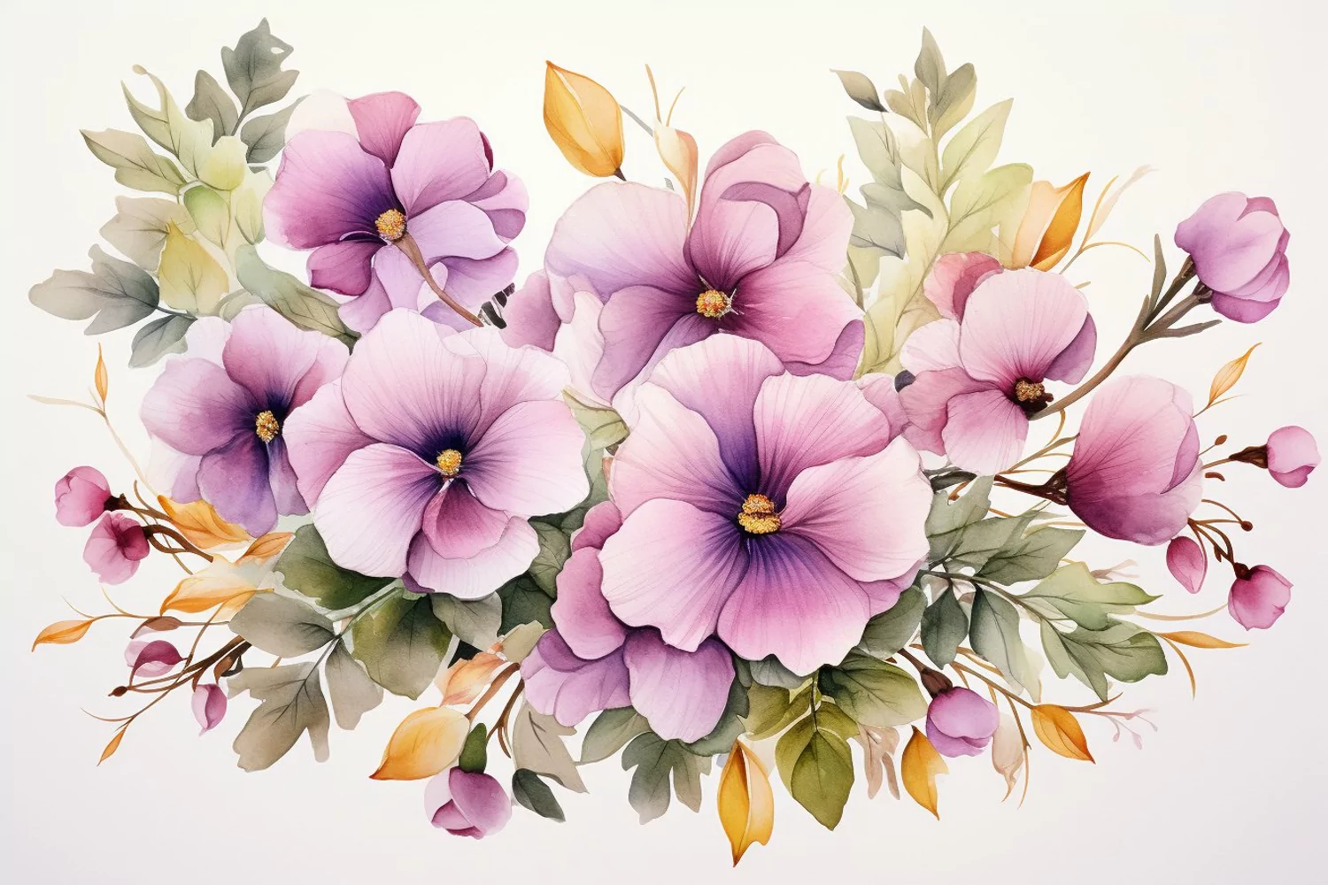 Watercolor Flowers Bouquets, illustration Background product image 1