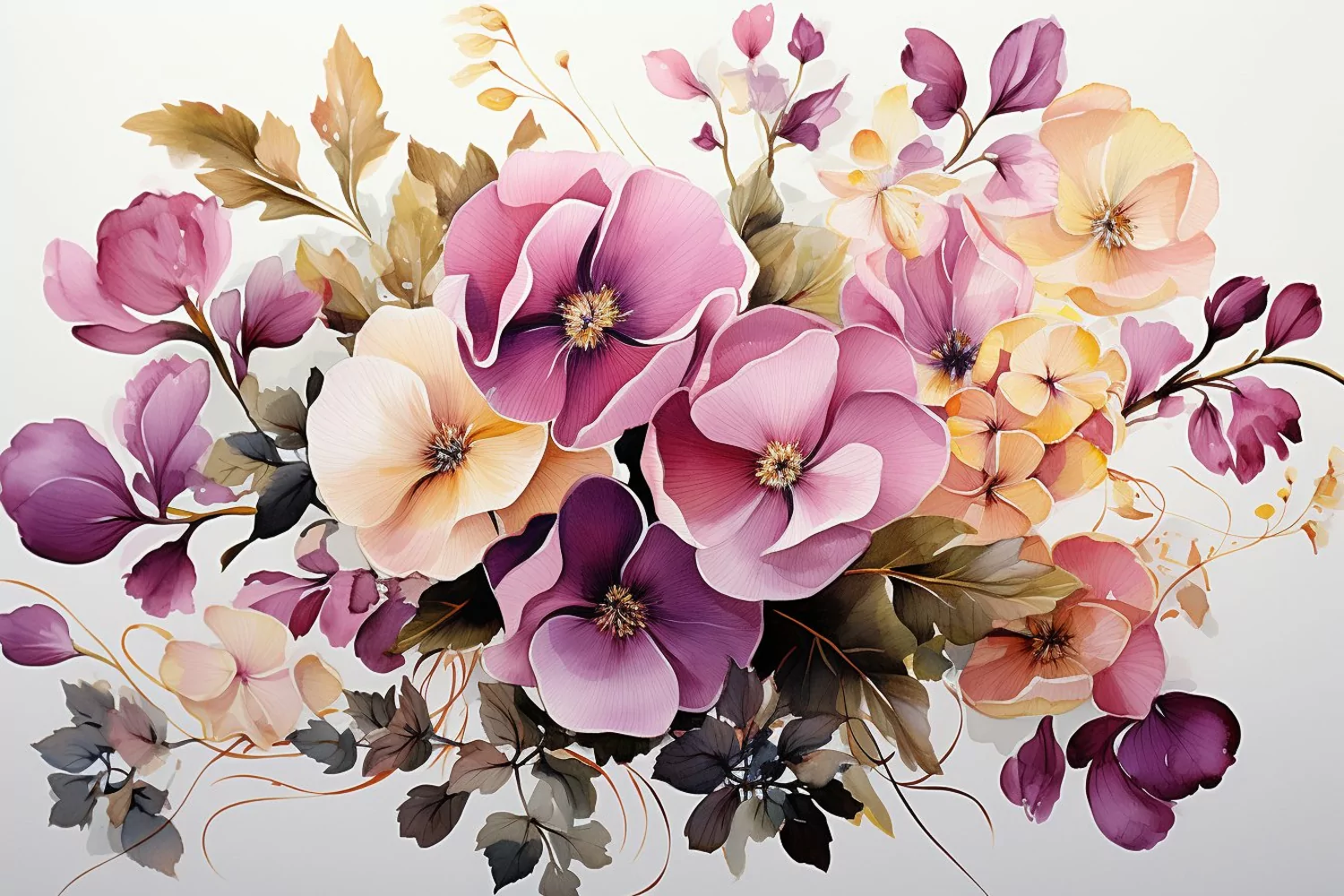 Watercolor Flowers Bouquets, illustration Background product image 1