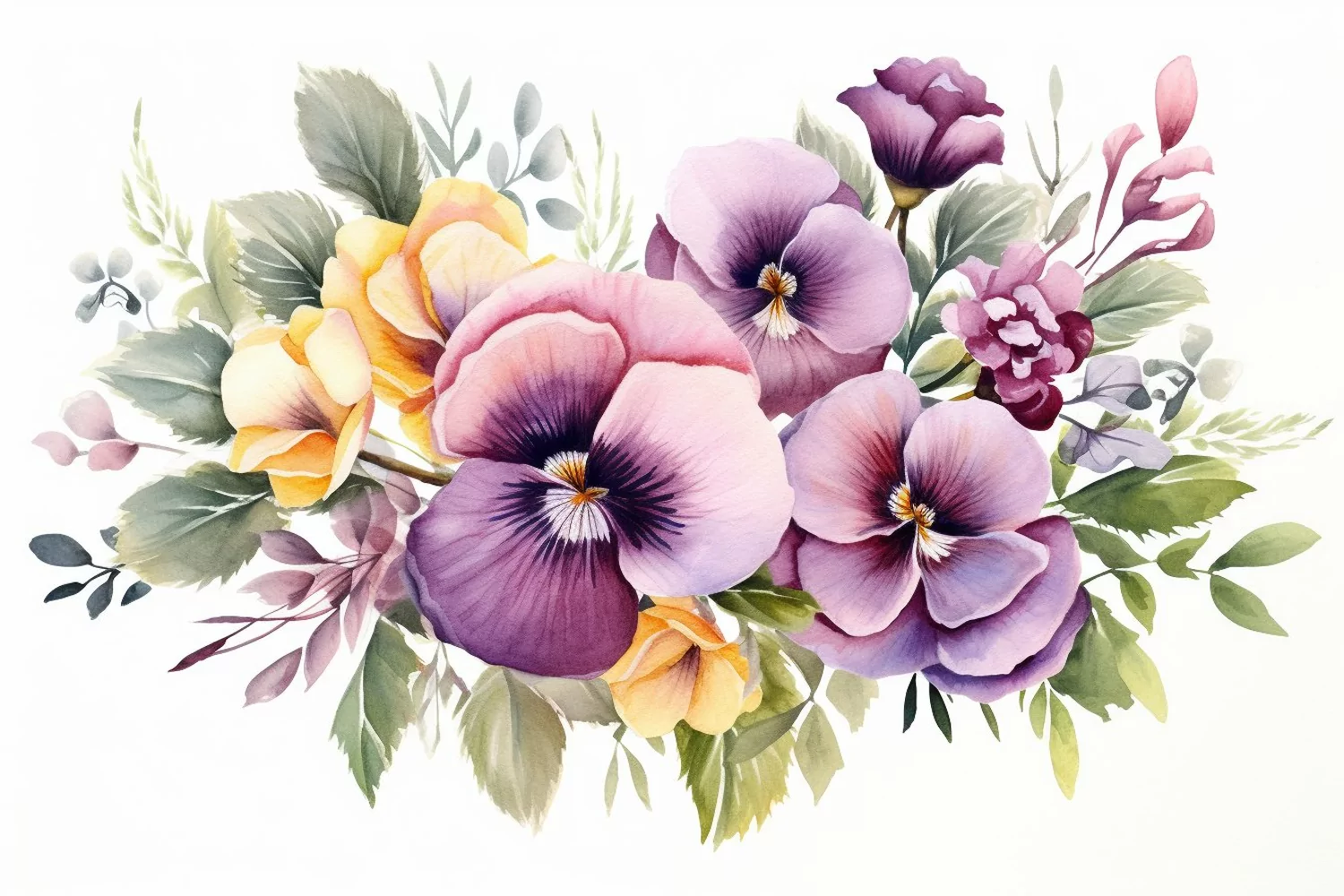Watercolor Flowers Bouquets, illustration Background product image 1