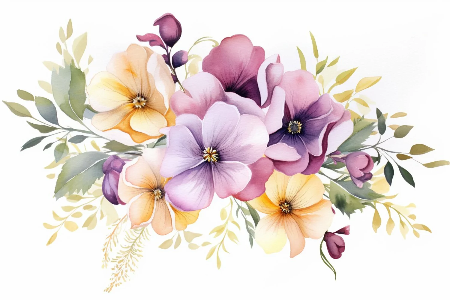 Watercolor Flowers Bouquets, illustration Background product image 1