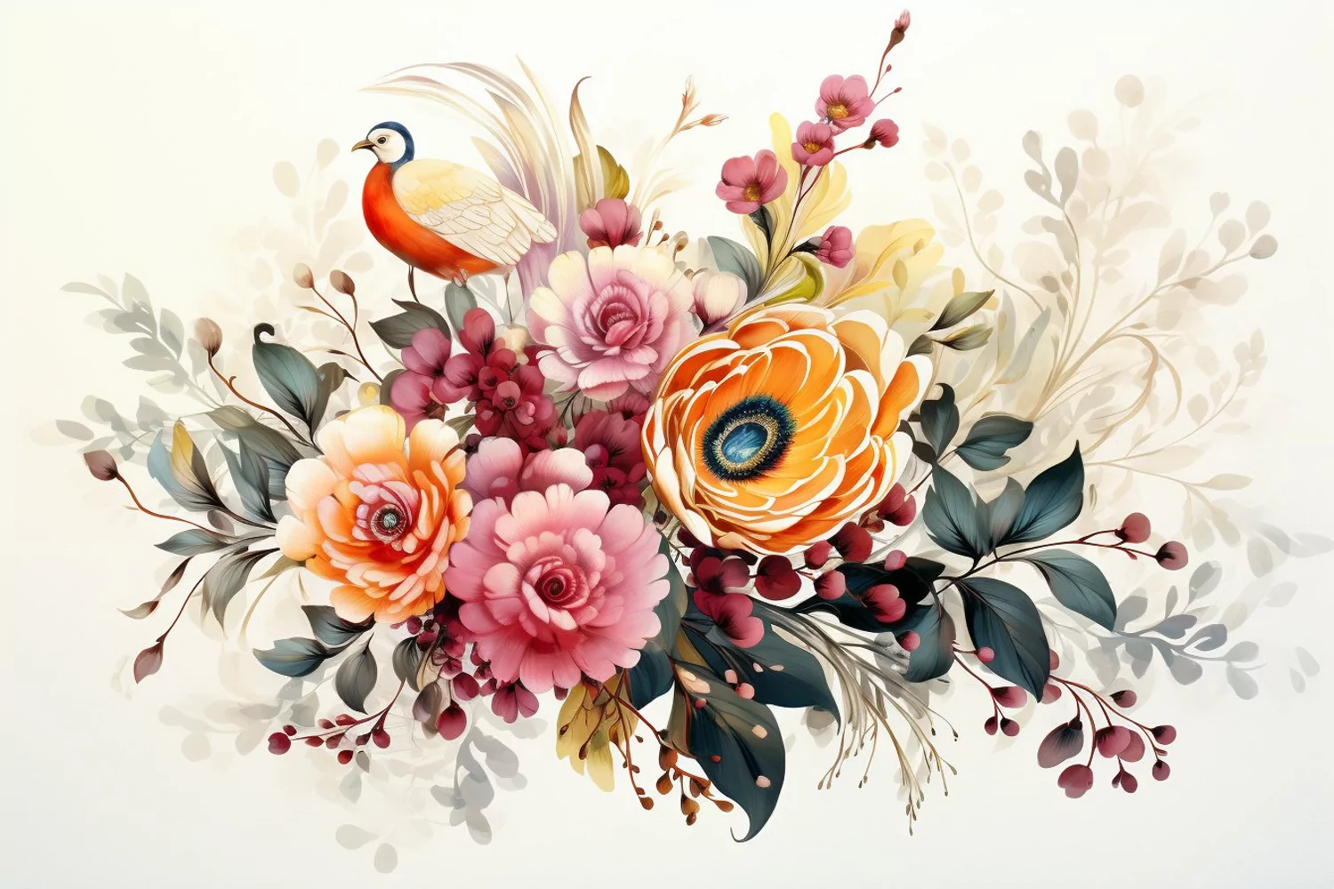 Watercolor Flowers Bouquets, illustration Background product image 1