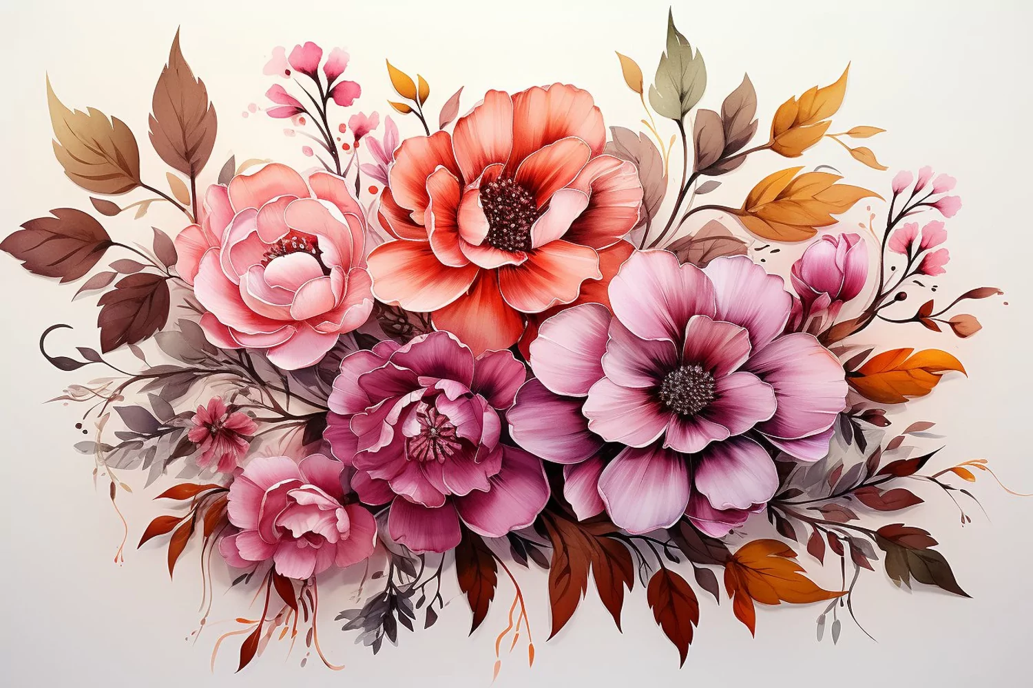 Watercolor Flowers Bouquets, illustration Background product image 1