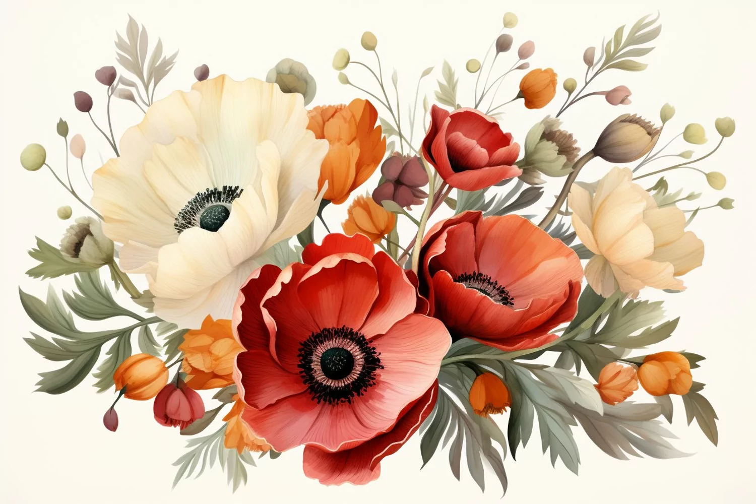 Watercolor Flowers Bouquets, illustration Background product image 1