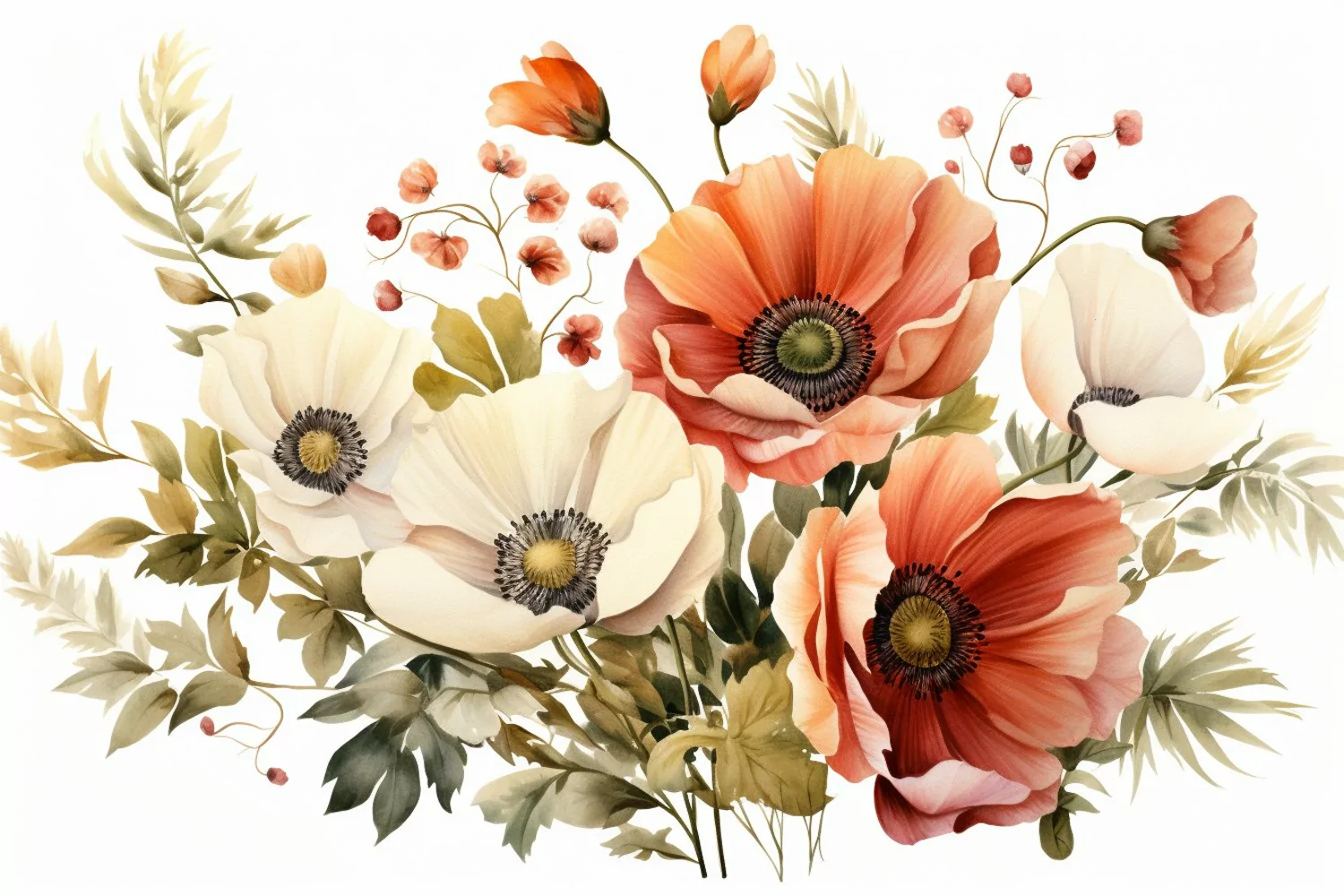 Watercolor Flowers Bouquets, illustration Background product image 1