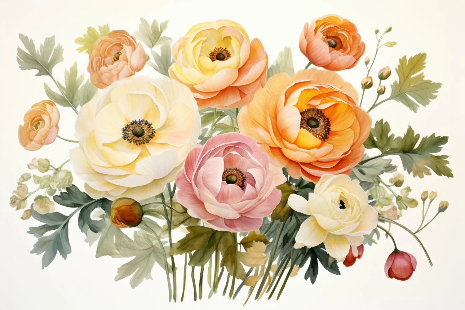 Watercolor Flowers Bouquets, illustration Background product image 1