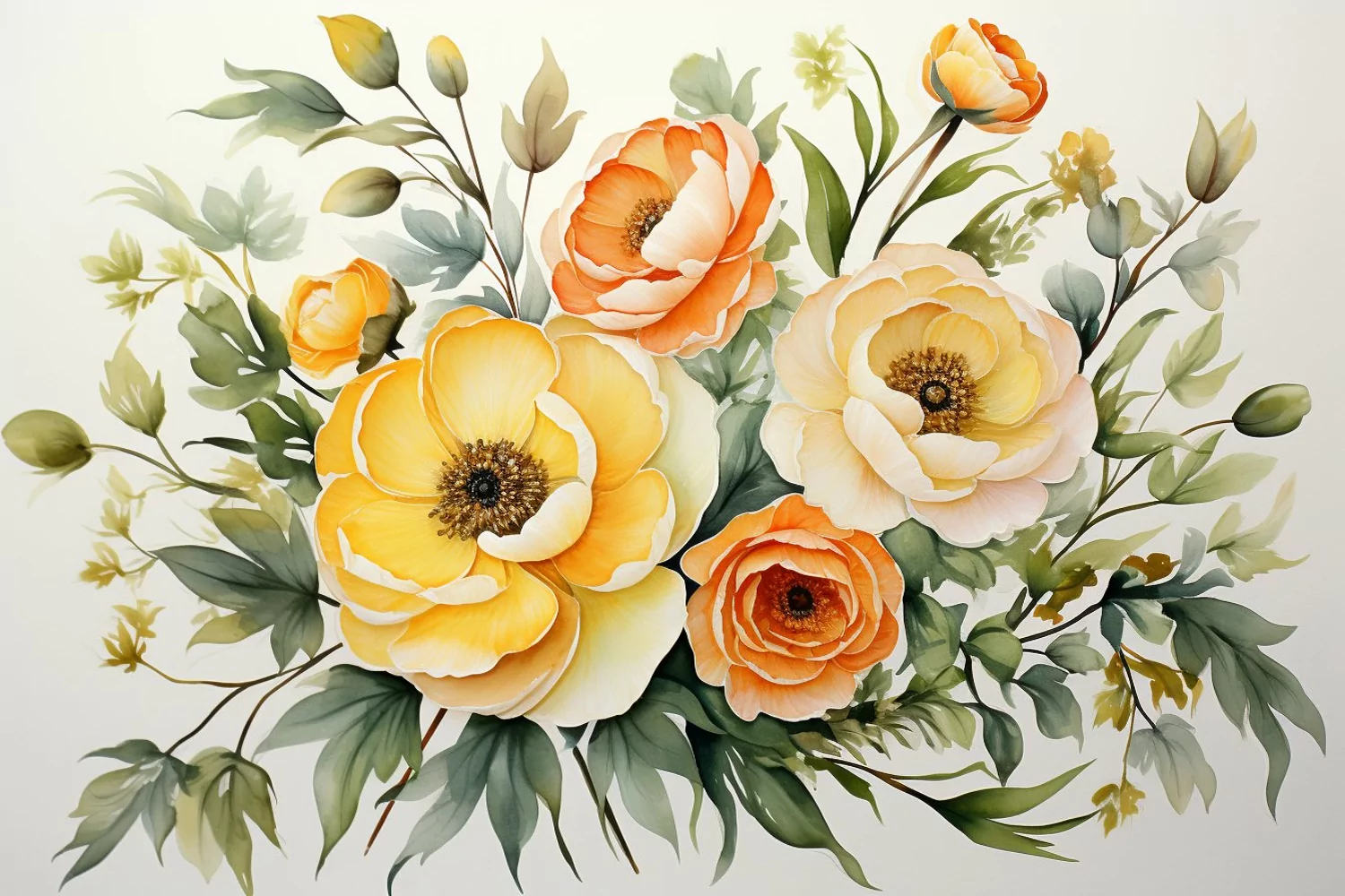 Watercolor Flowers Bouquets, illustration Background product image 1