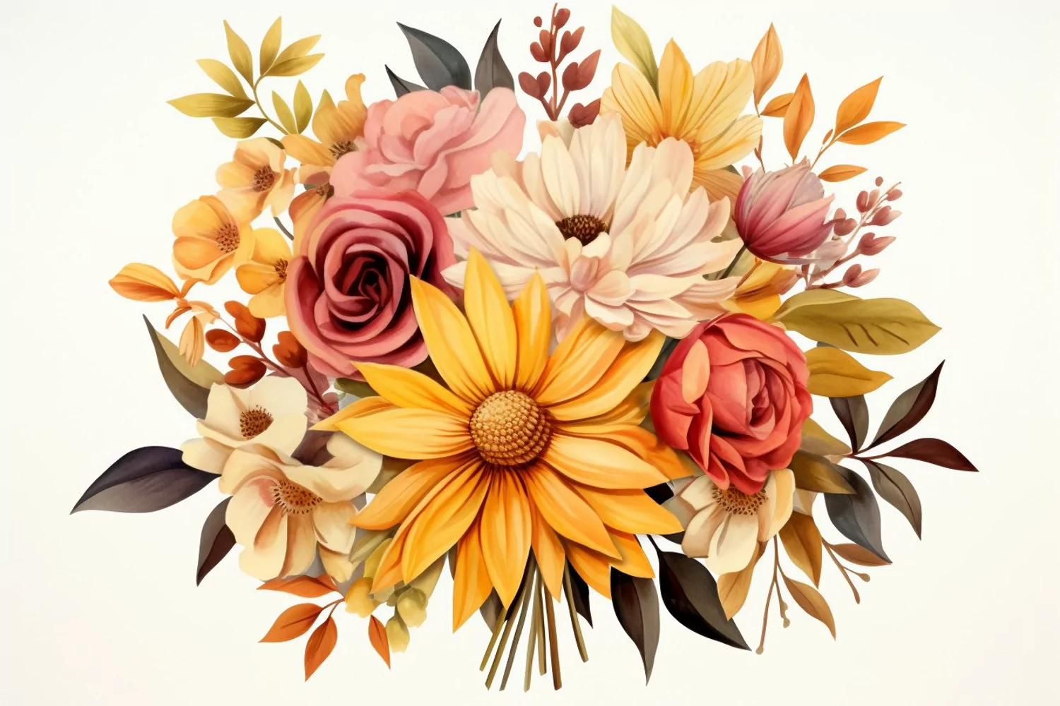 Watercolor Flowers Bouquets, illustration Background product image 1