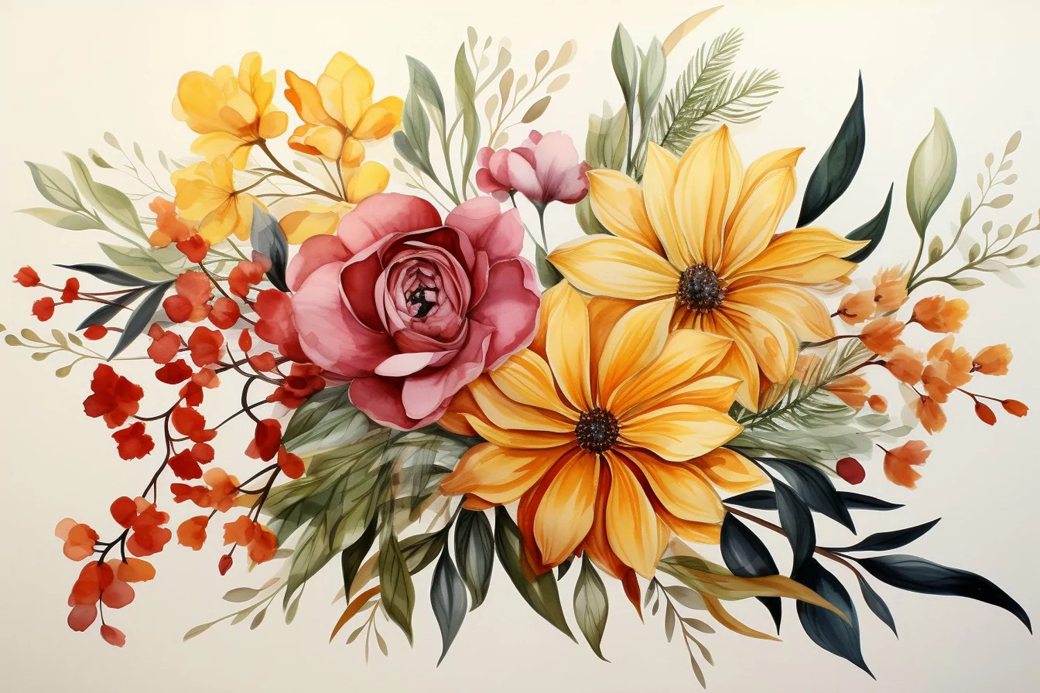 Watercolor Flowers Bouquets, illustration Background product image 1