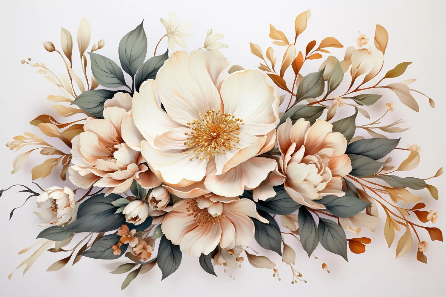 Watercolor Flowers Bouquets, illustration Background product image 1