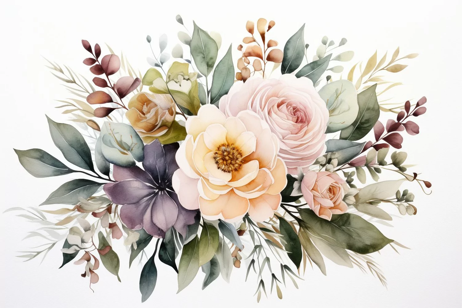 Watercolor Flowers Bouquets, illustration Background product image 1