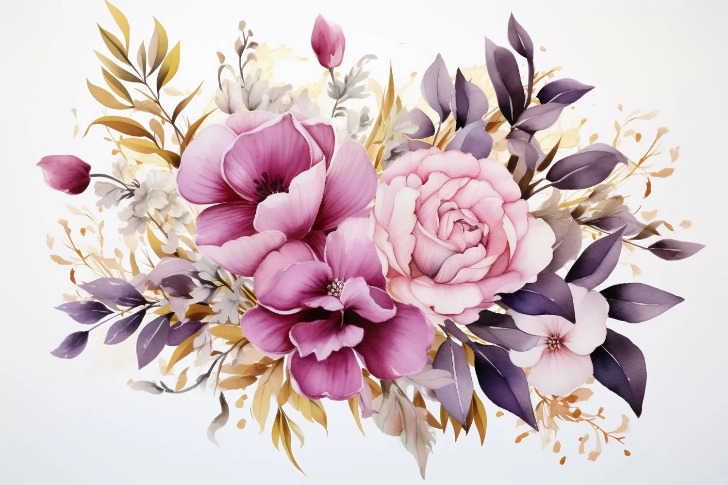 Watercolor Flowers Bouquets, illustration Background product image 1
