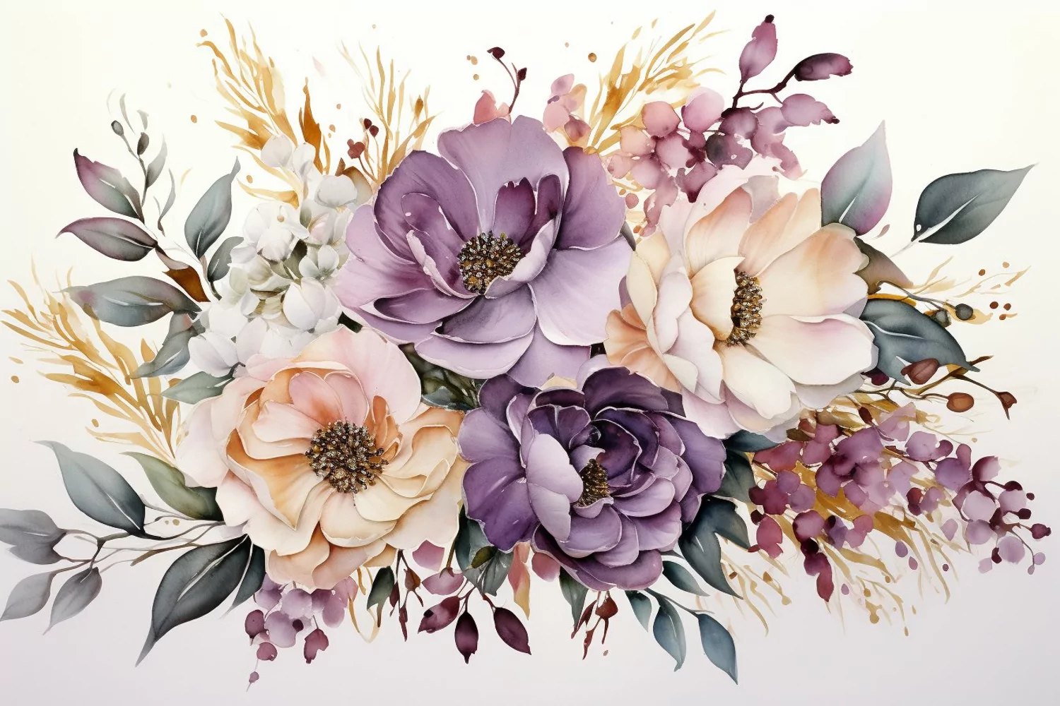 Watercolor Flowers Bouquets, illustration Background product image 1