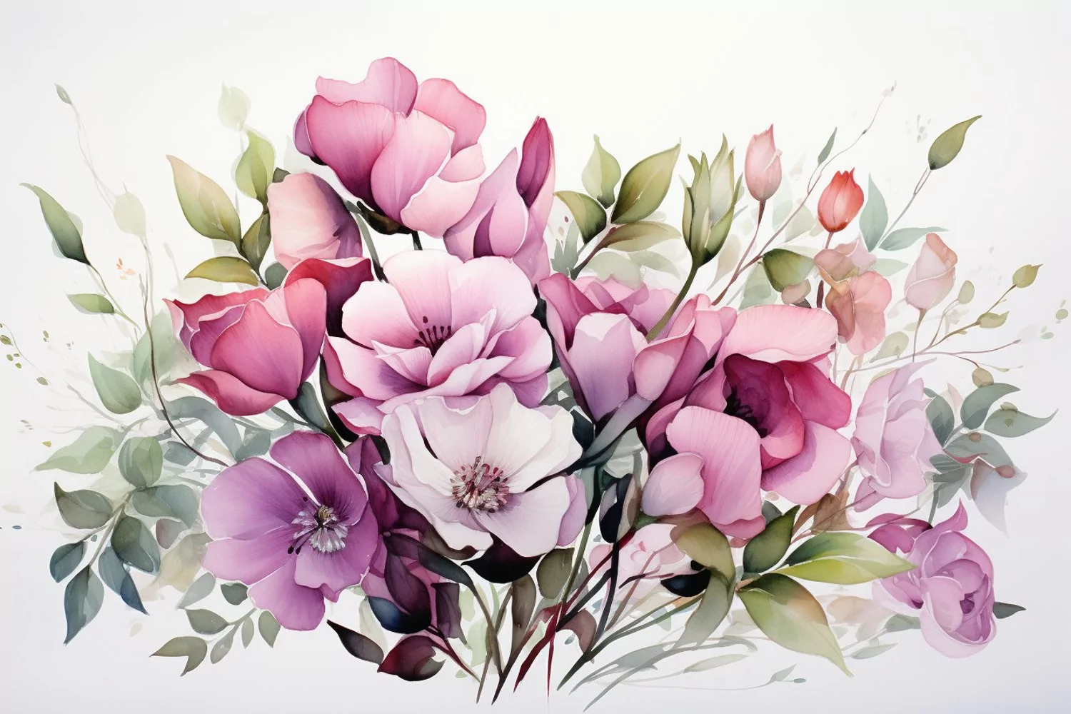 Watercolor Flowers Bouquets, illustration Background product image 1