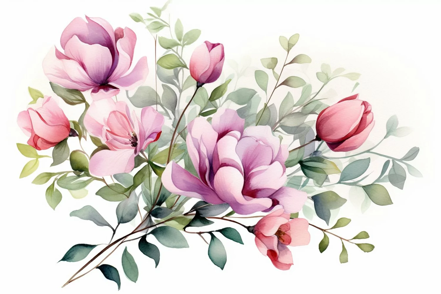 Watercolor Flowers Bouquets, illustration Background product image 1