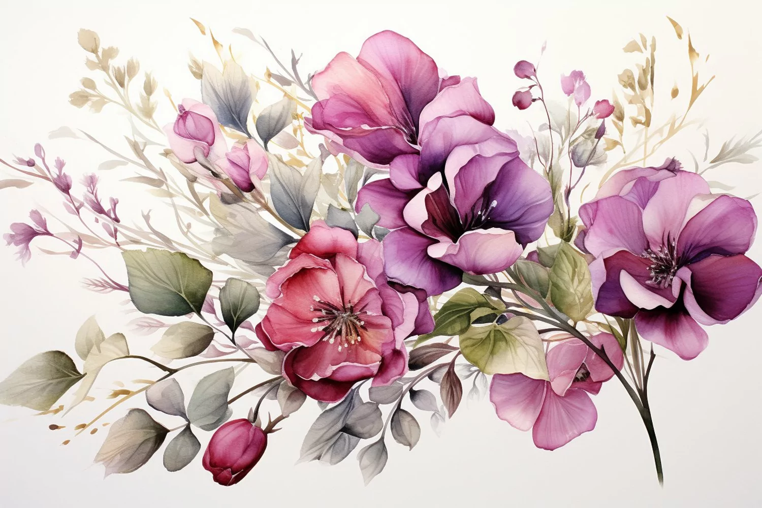 Watercolor Flowers Bouquets, illustration Background product image 1