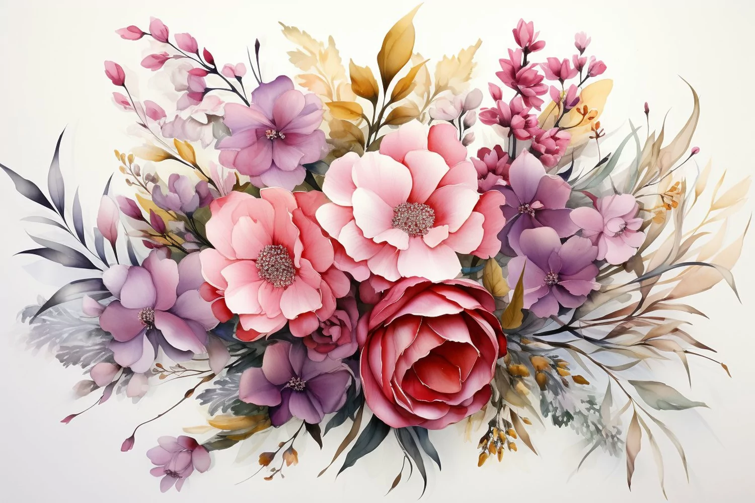 Watercolor Flowers Bouquets, illustration Background product image 1