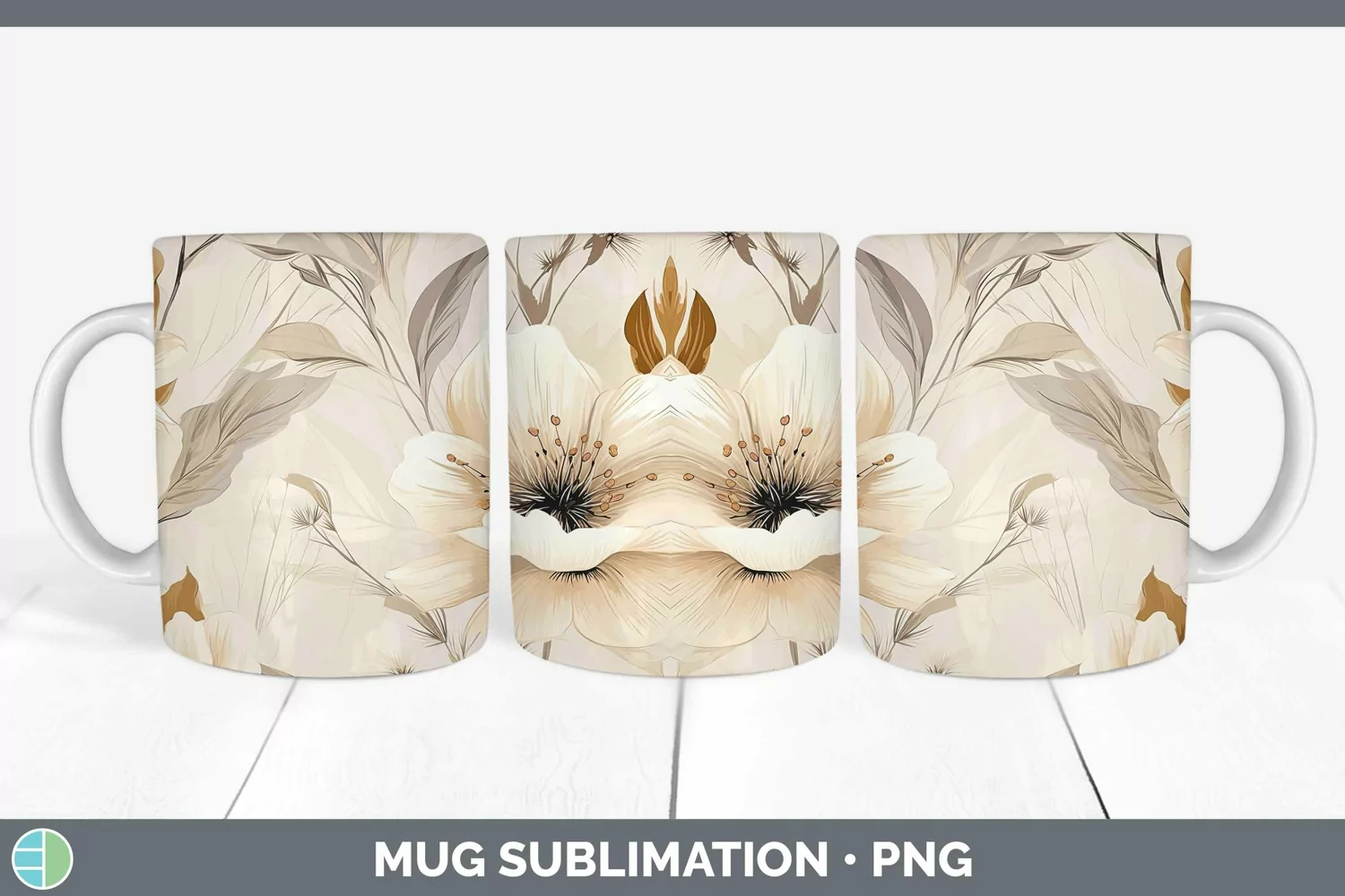 GorgeousWatercolor Flowers Mug Wrap design.
