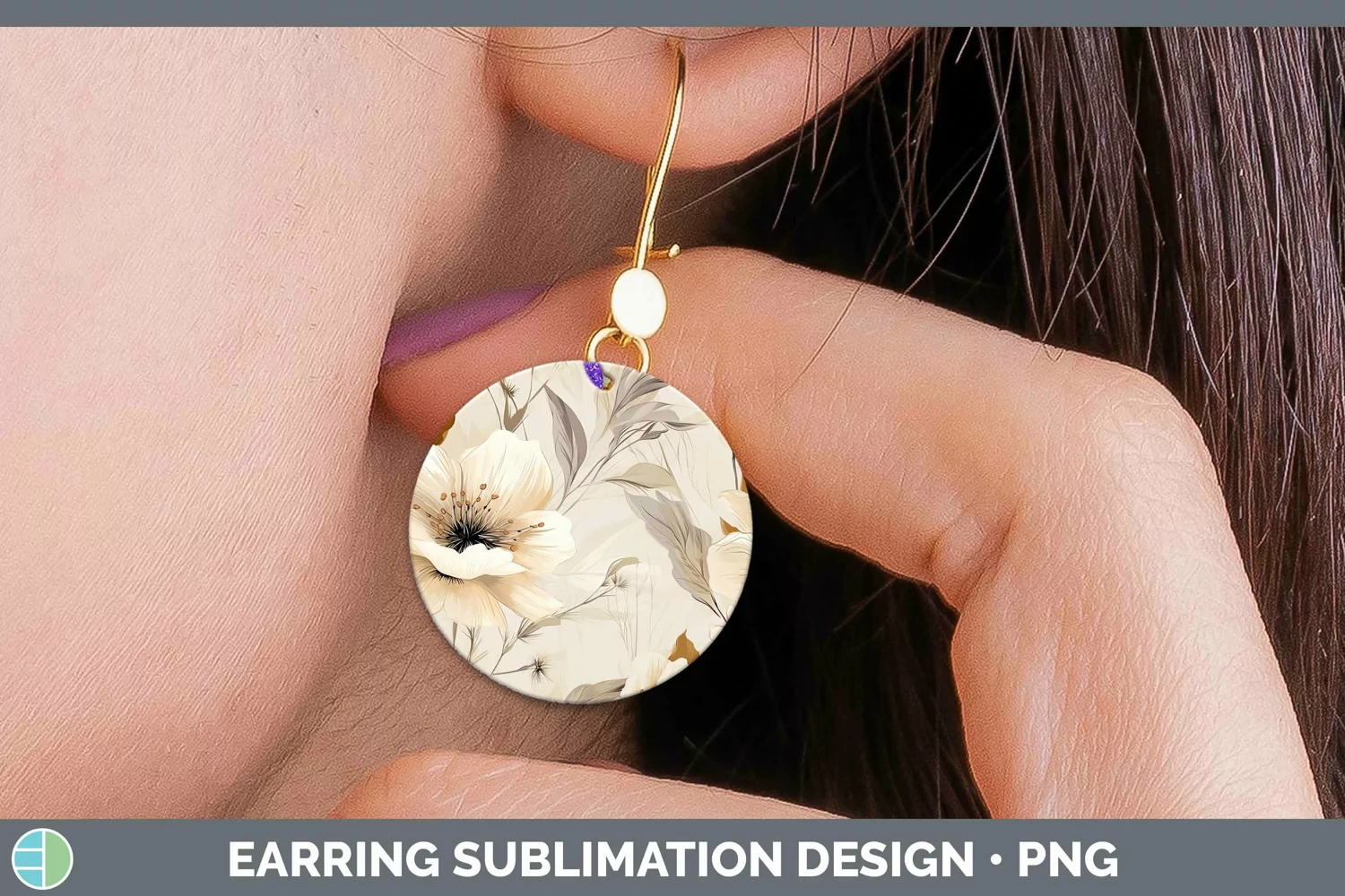GorgeousWatercolor Flowers Round Earrings design.