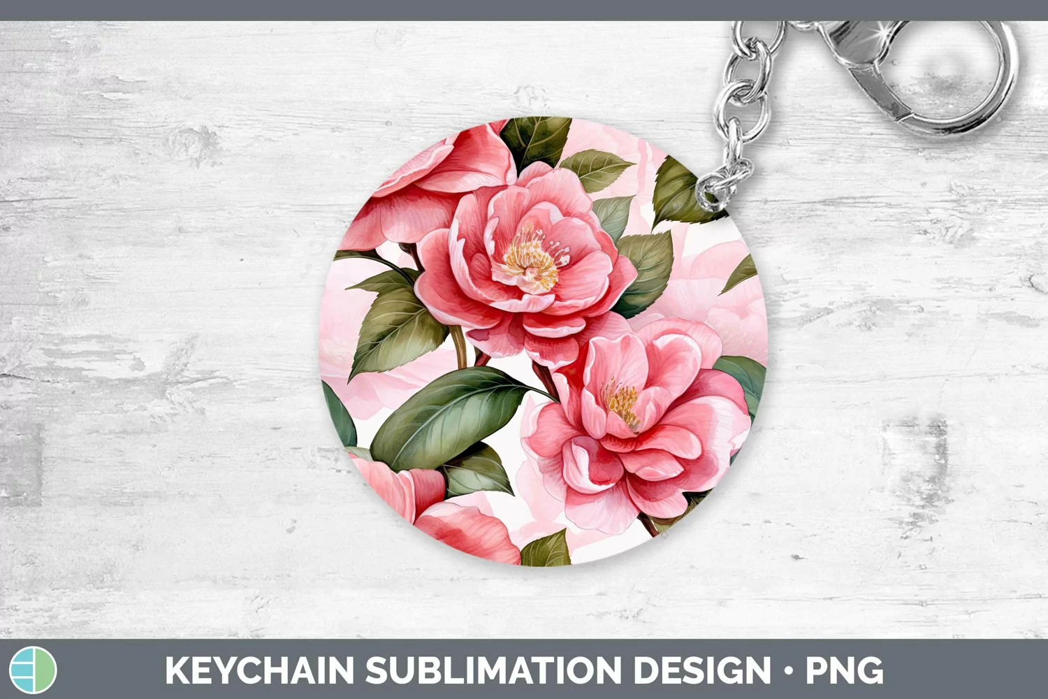 GorgeousWatercolor Flowers Keychain design.
