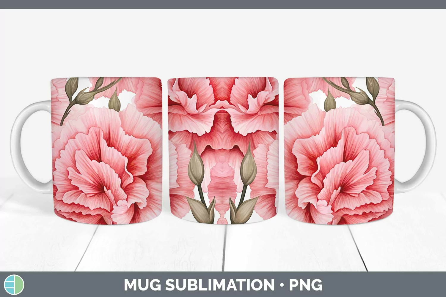 GorgeousWatercolor Flowers Mug Wrap design.