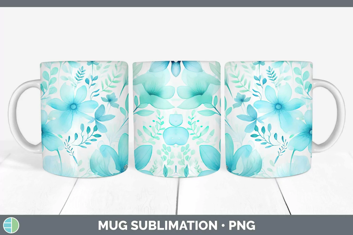GorgeousWatercolor Flowers Mug Wrap design.