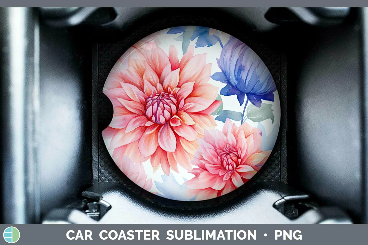 GorgeousWatercolor Flowers Car Coaster design.
