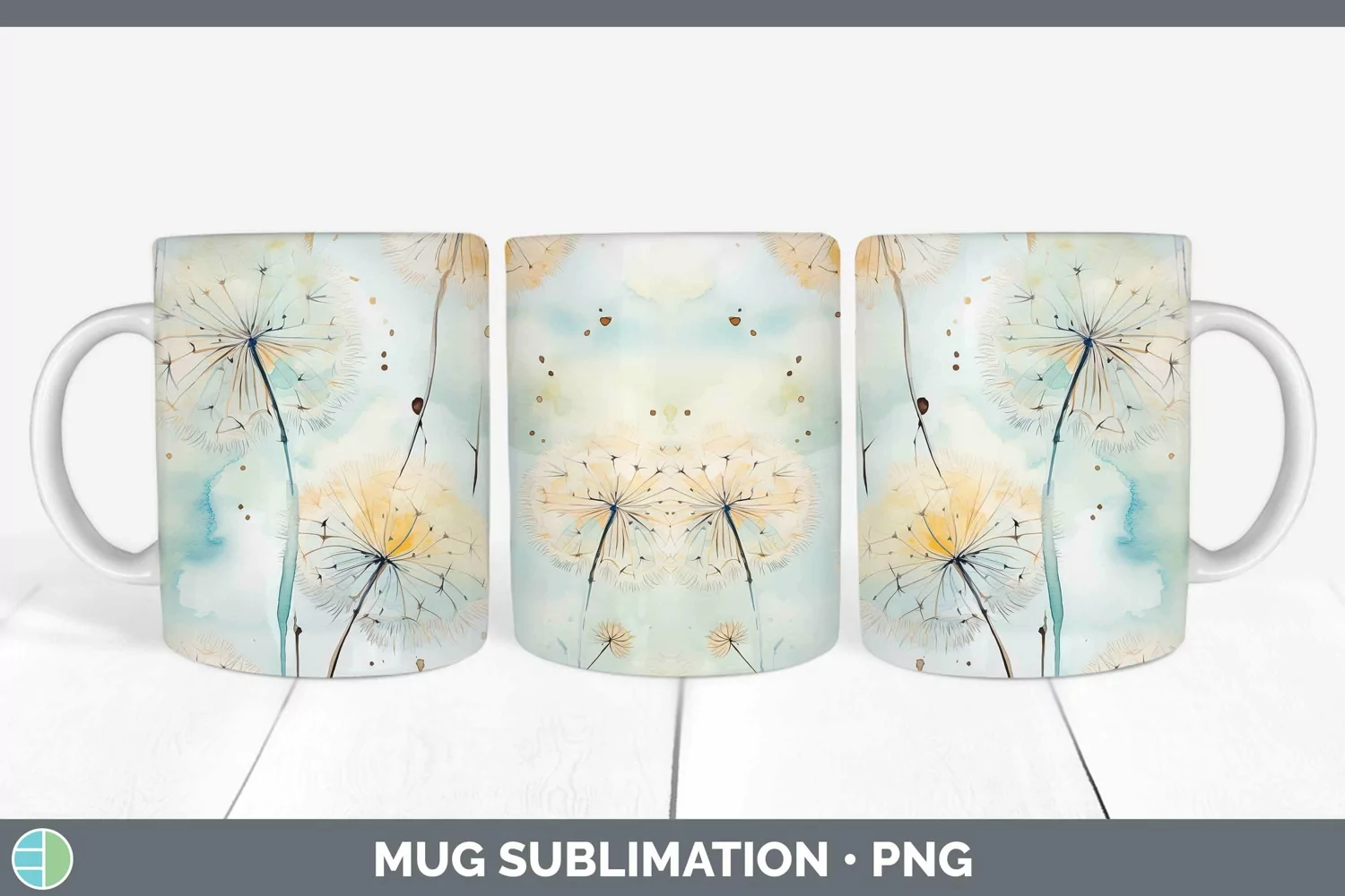 GorgeousWatercolor Flowers Mug Wrap design.