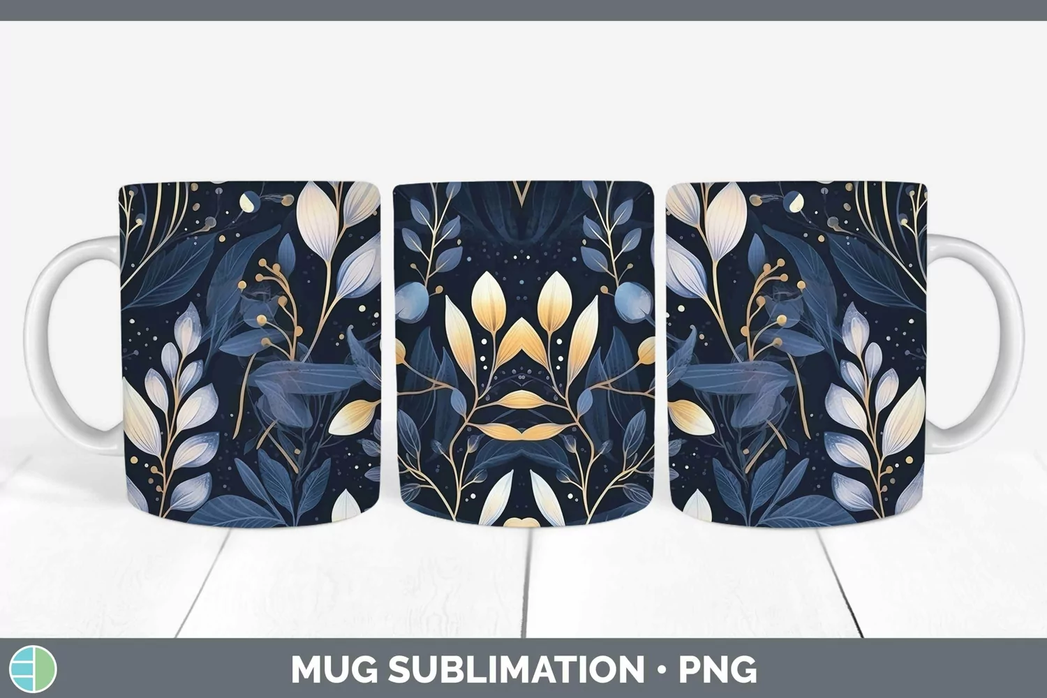 GorgeousWatercolor Flowers Mug Wrap design.