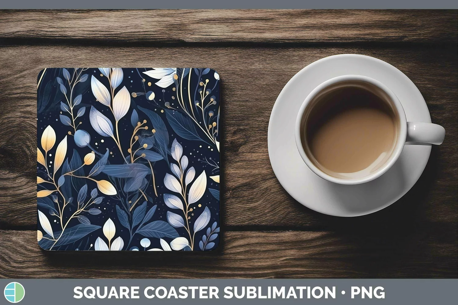GorgeousWatercolor Flowers Square Coaster design.