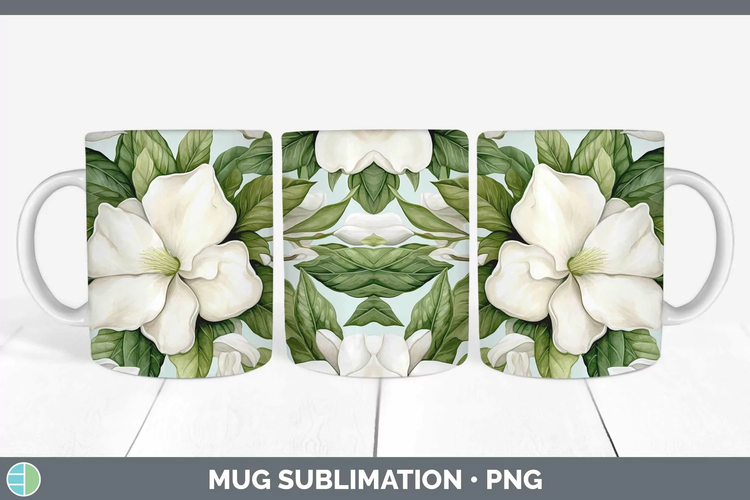 GorgeousWatercolor Flowers Mug Wrap design.