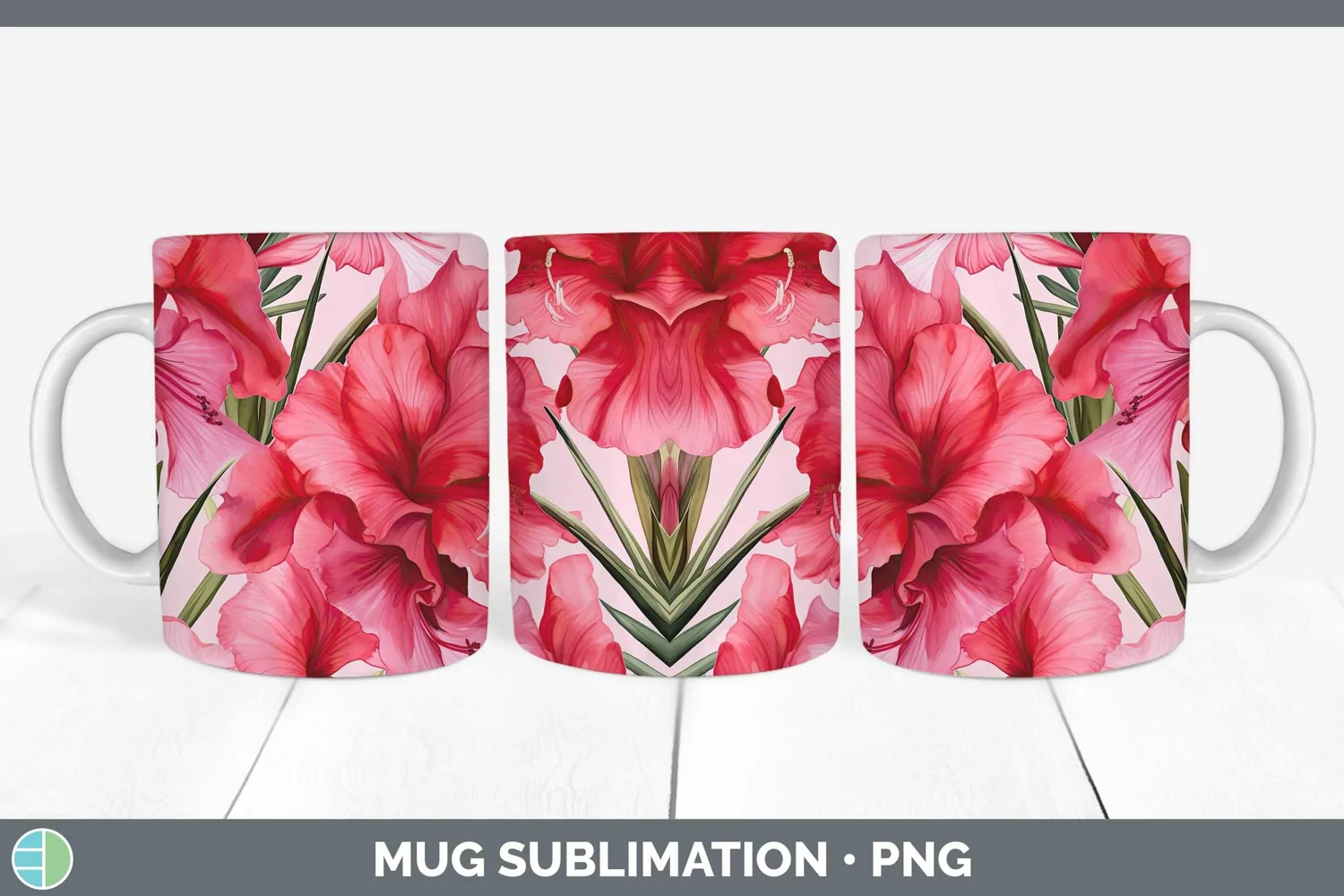 GorgeousWatercolor Flowers Mug Wrap design.