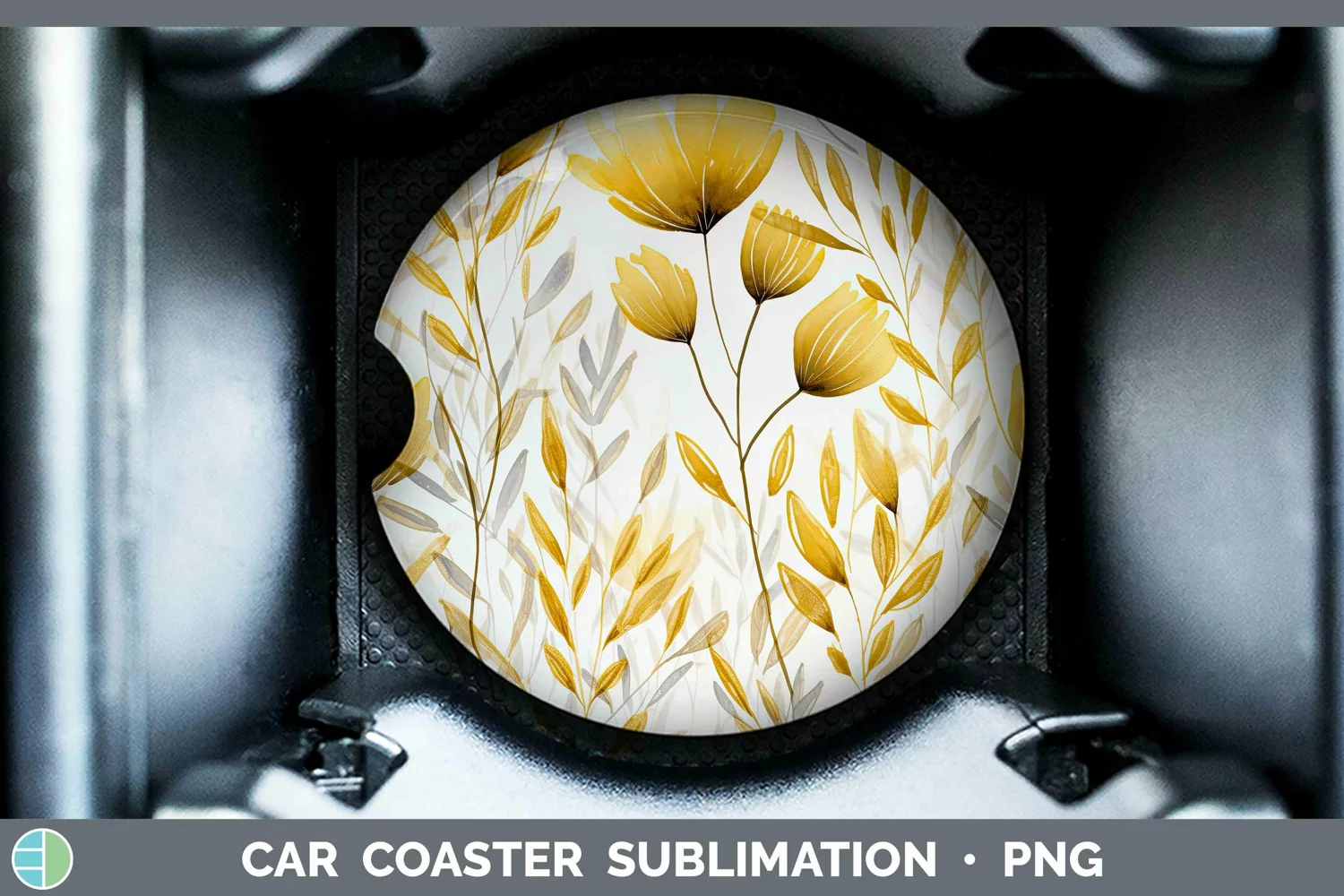 GorgeousWatercolor Flowers Car Coaster design.
