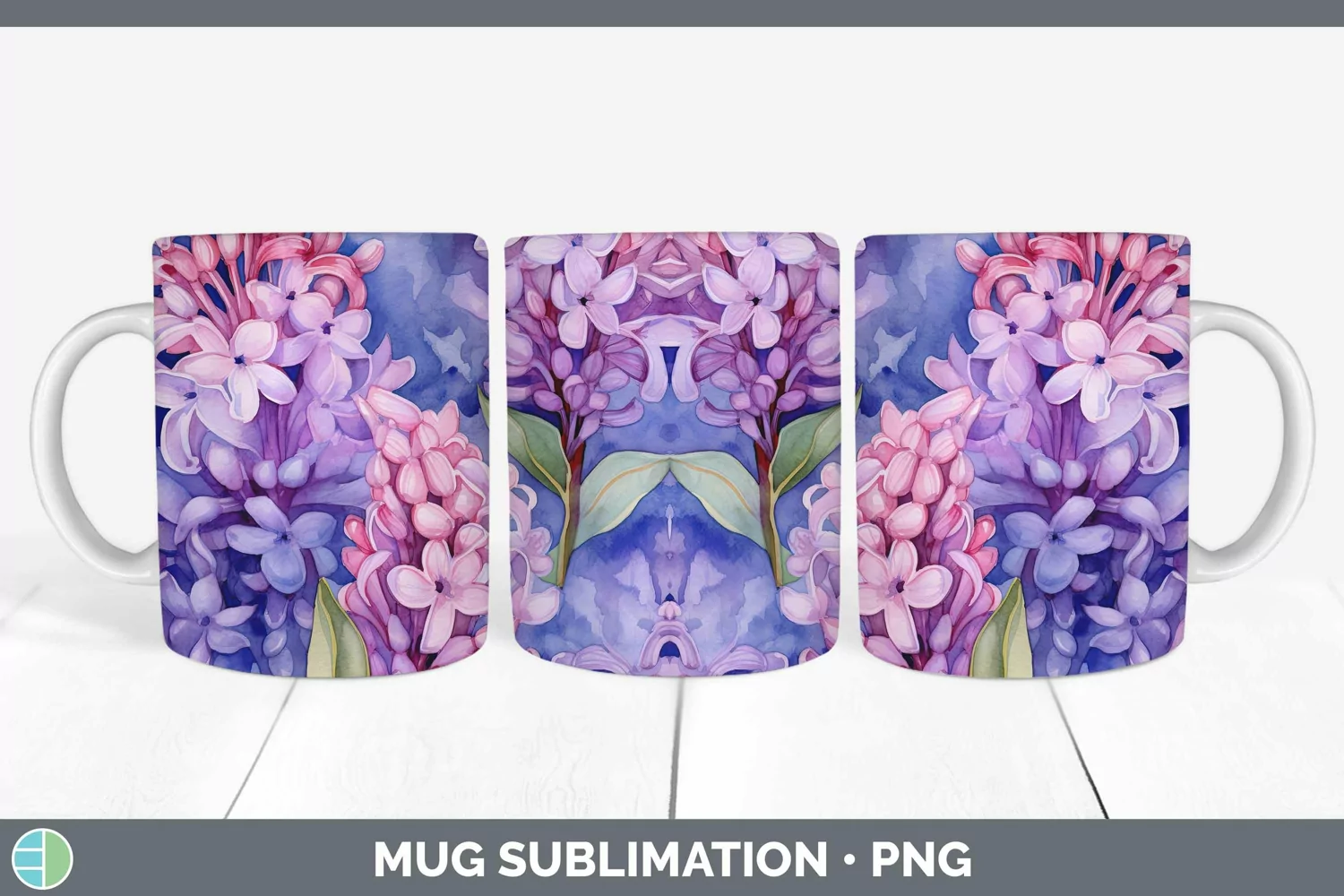 GorgeousWatercolor Flowers Mug Wrap design.