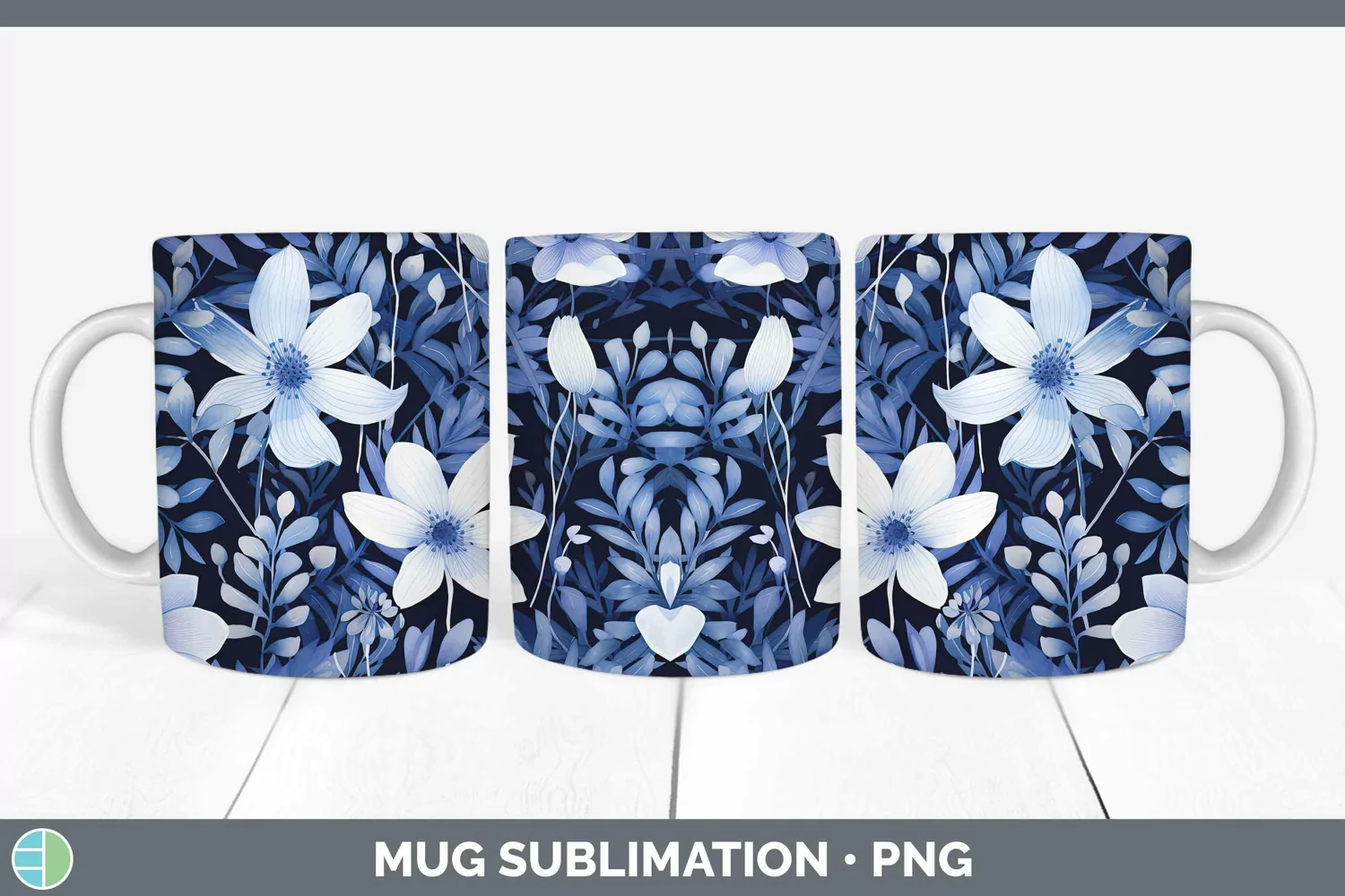 GorgeousWatercolor Flowers Mug Wrap design.
