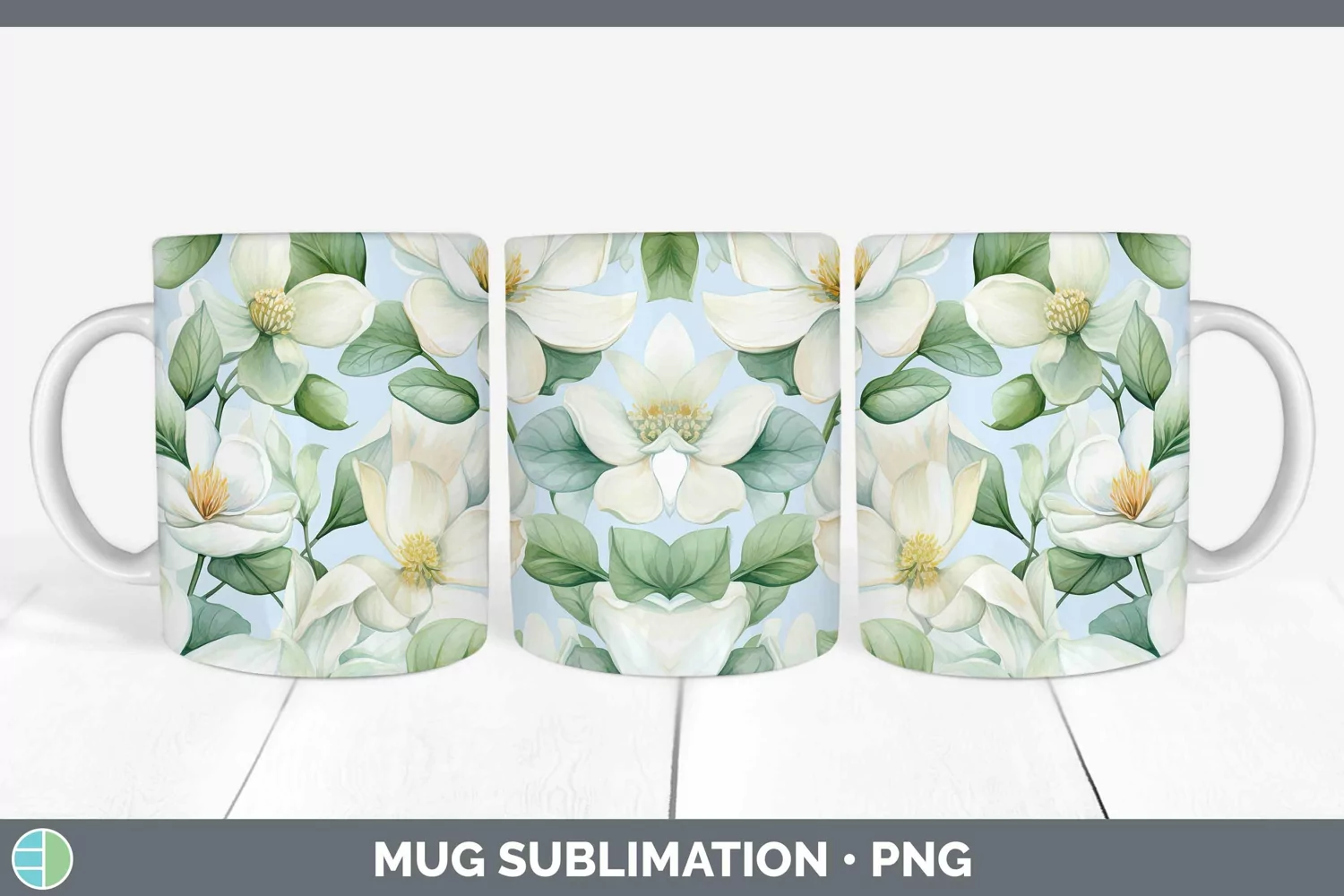 GorgeousWatercolor Flowers Mug Wrap design.