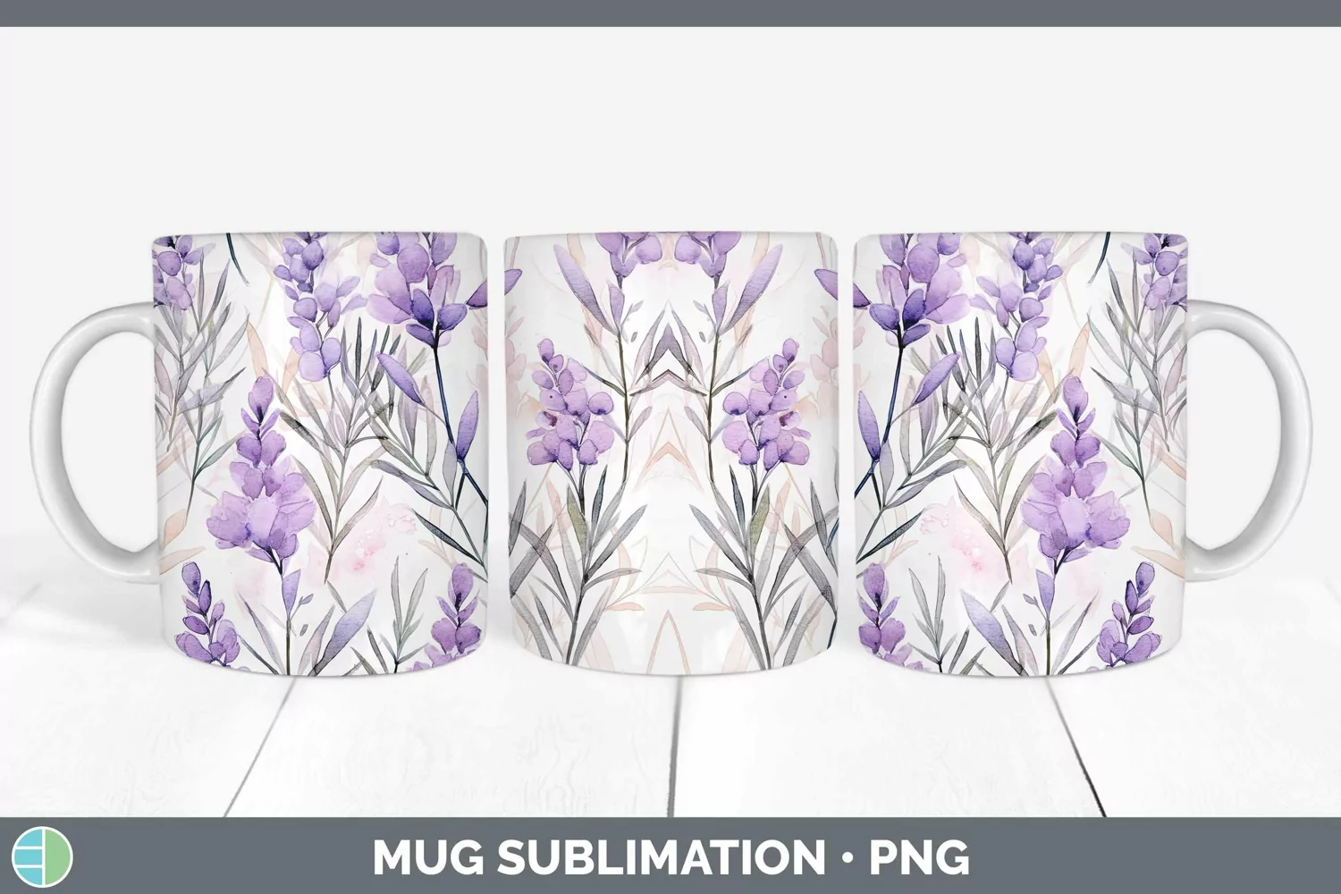 GorgeousWatercolor Flowers Mug Wrap design.