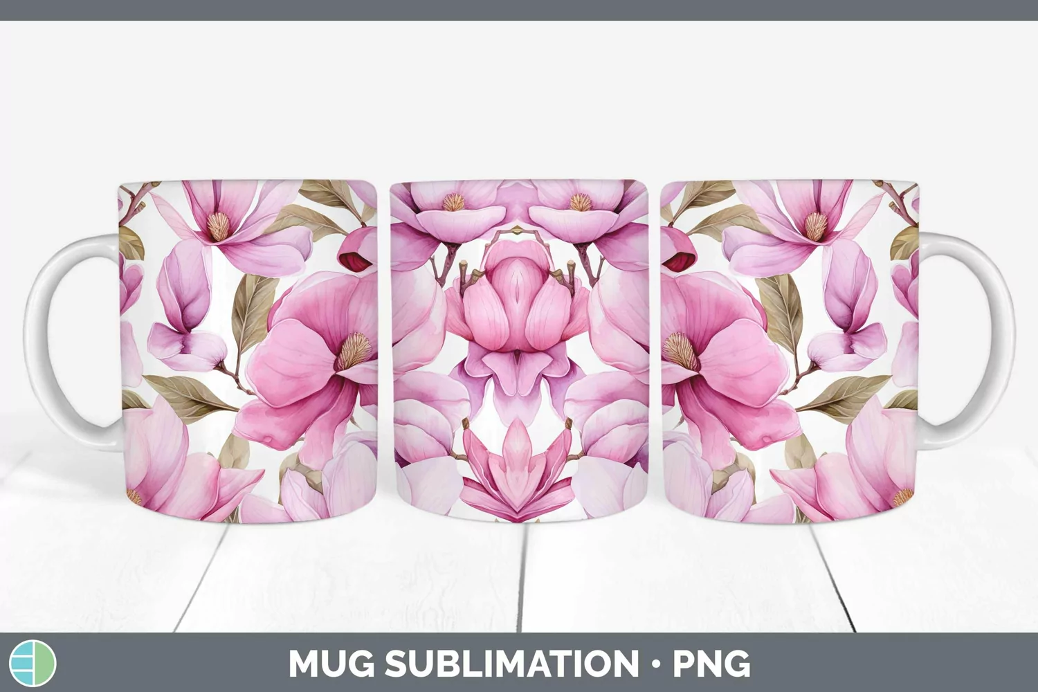 GorgeousWatercolor Flowers Mug Wrap design.