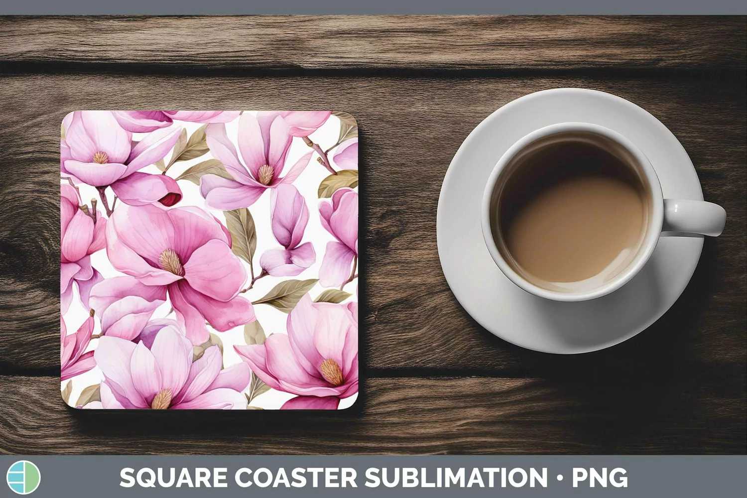 GorgeousWatercolor Flowers Square Coaster design.