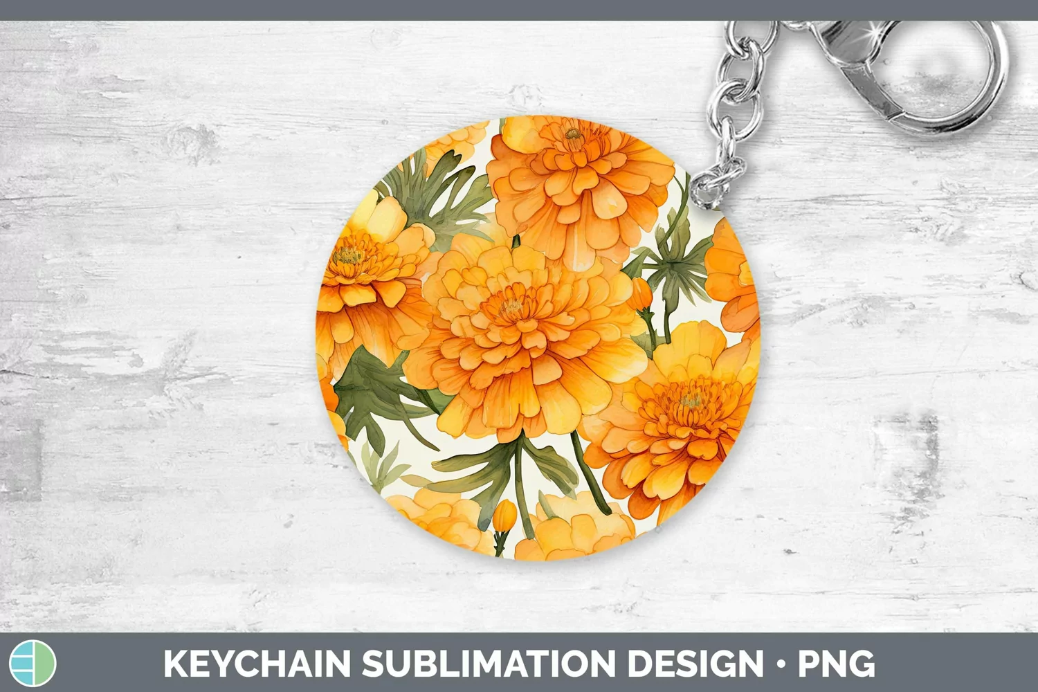 GorgeousWatercolor Flowers Keychain design.