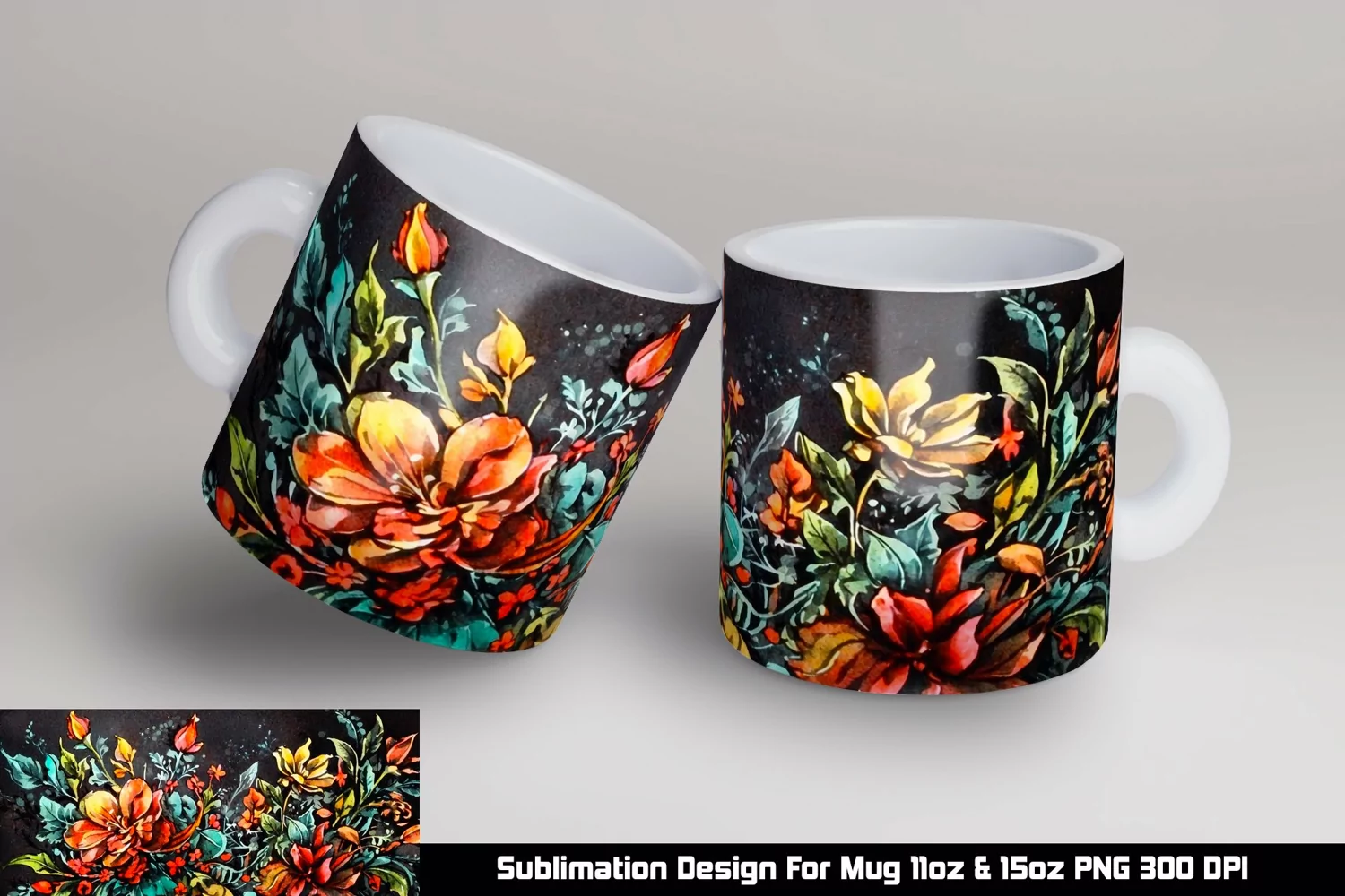 Watercolor Flowers Mug sublimation product image 1