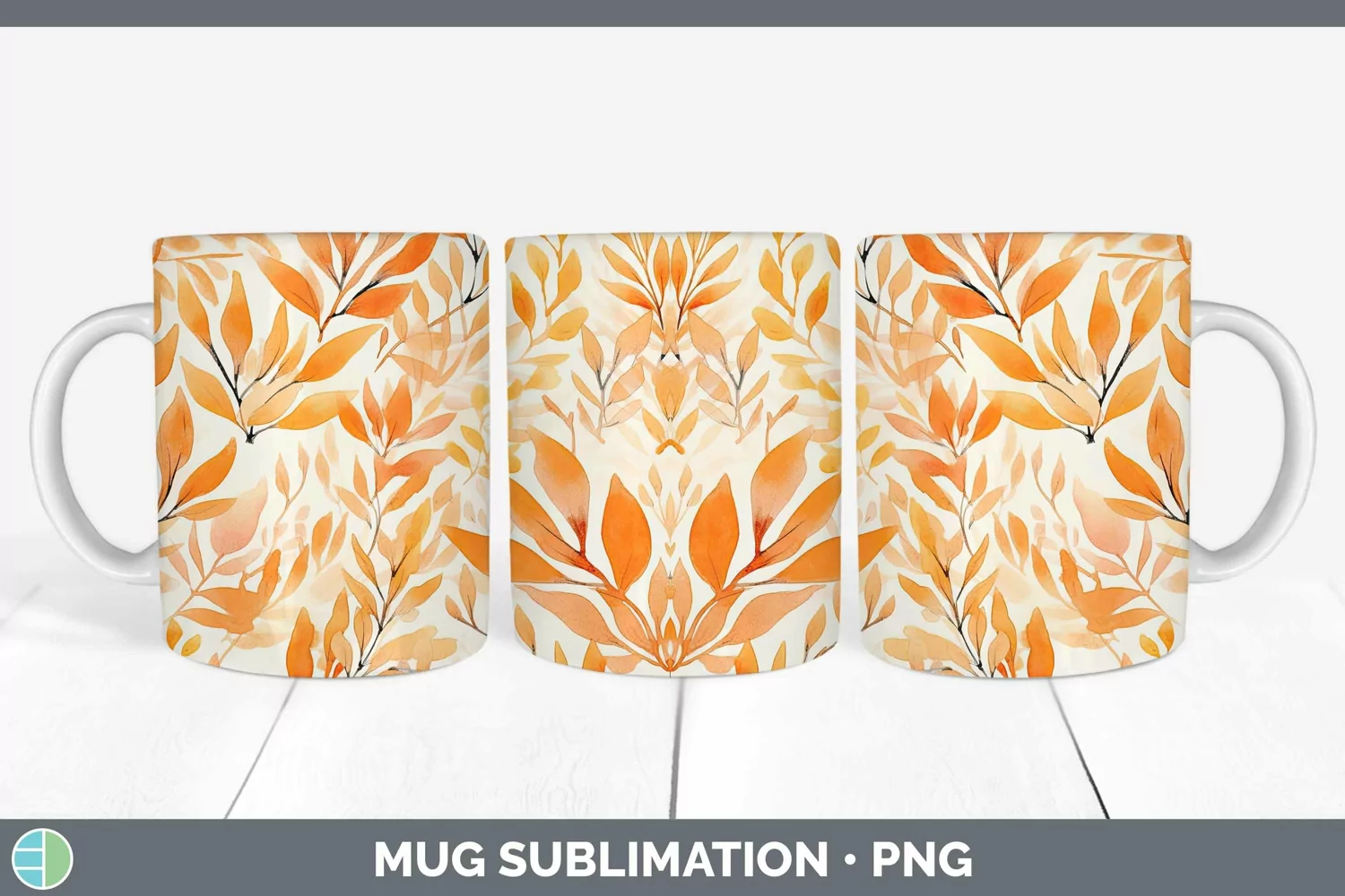 GorgeousWatercolor Flowers Mug Wrap design.