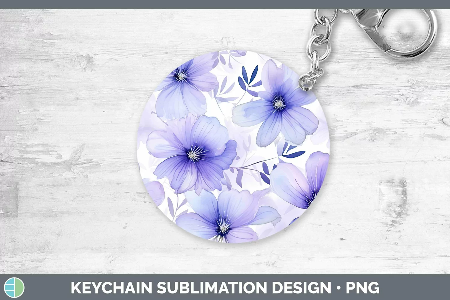 GorgeousWatercolor Flowers Keychain design.