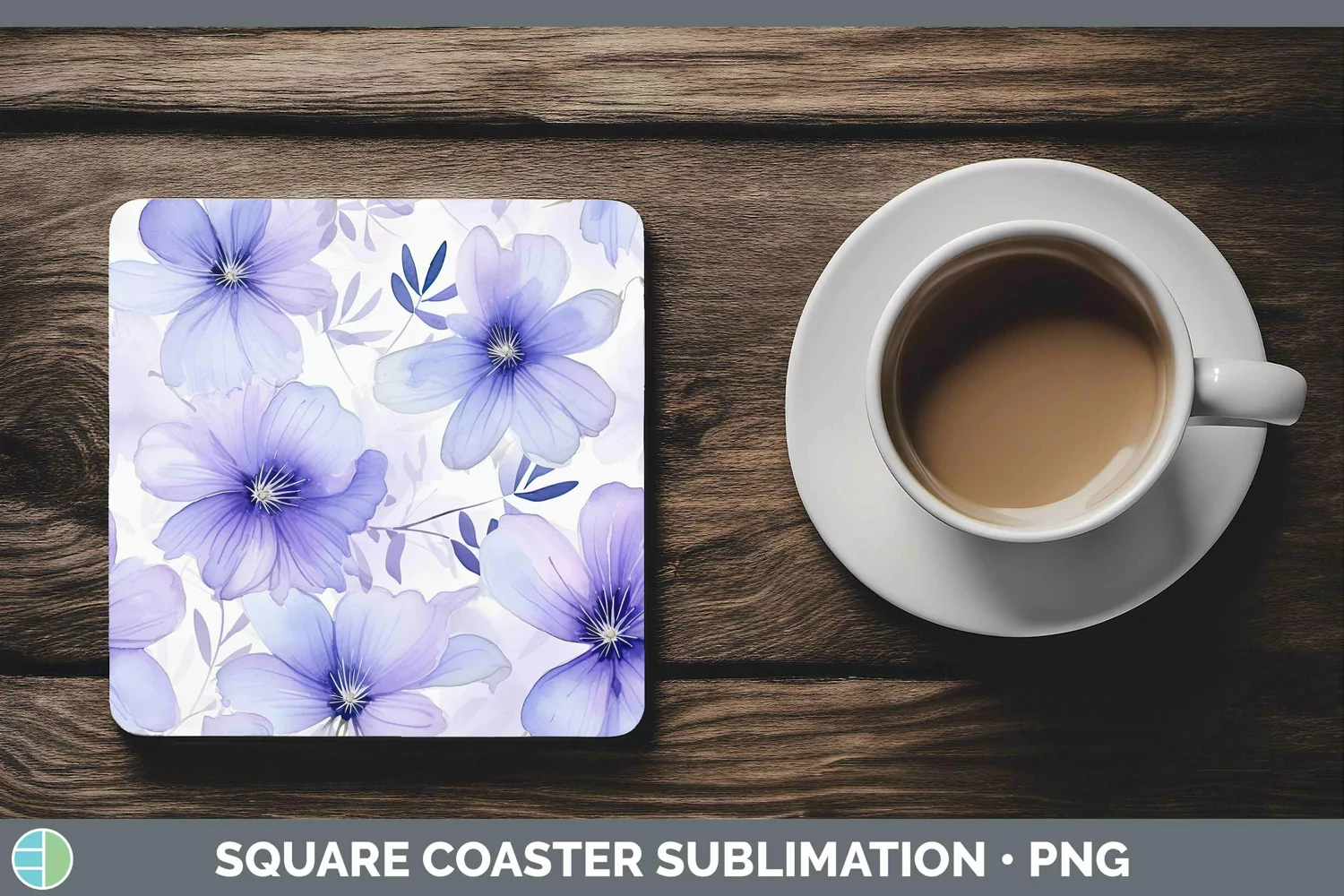 GorgeousWatercolor Flowers Square Coaster design.