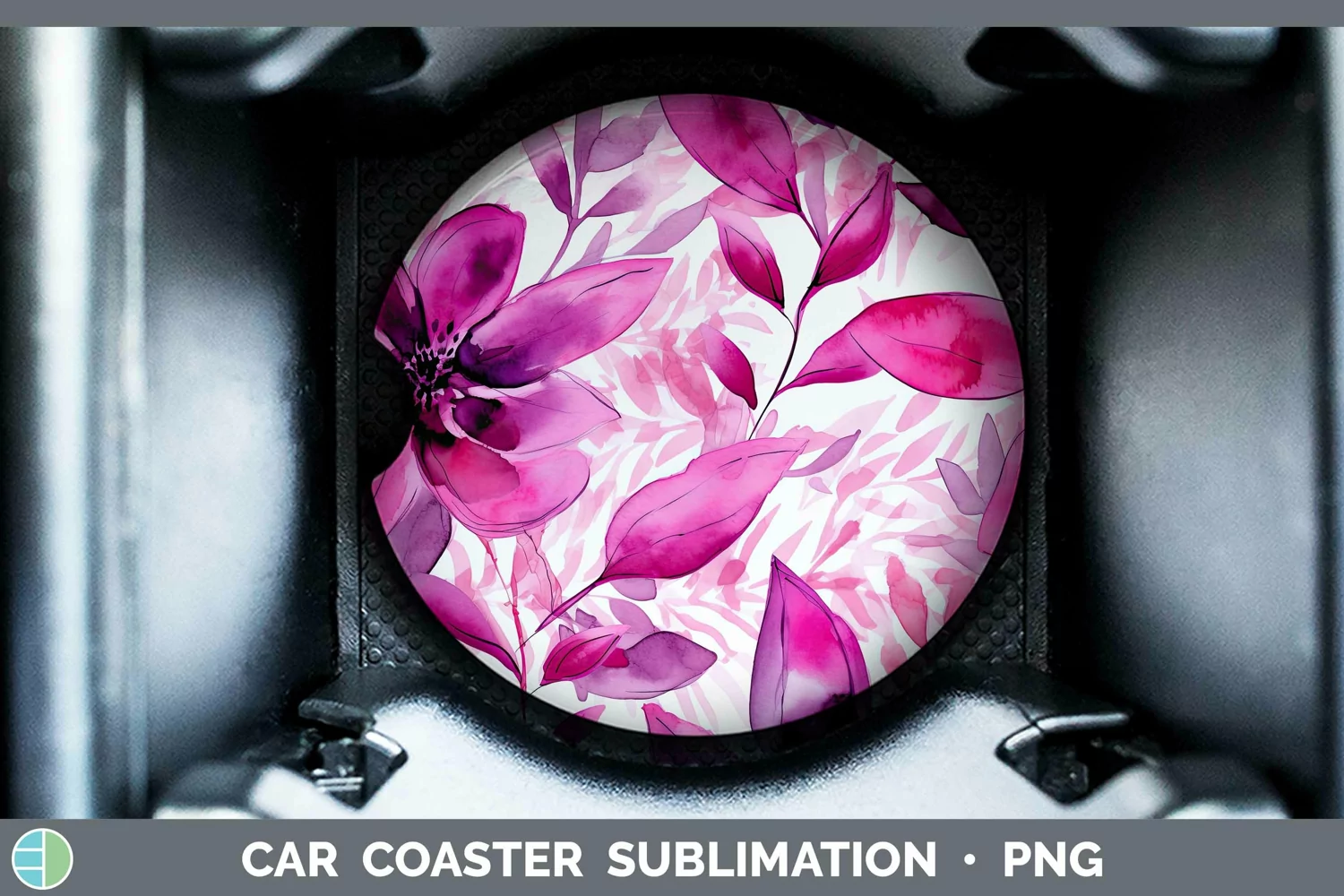 GorgeousWatercolor Flowers Car Coaster design.
